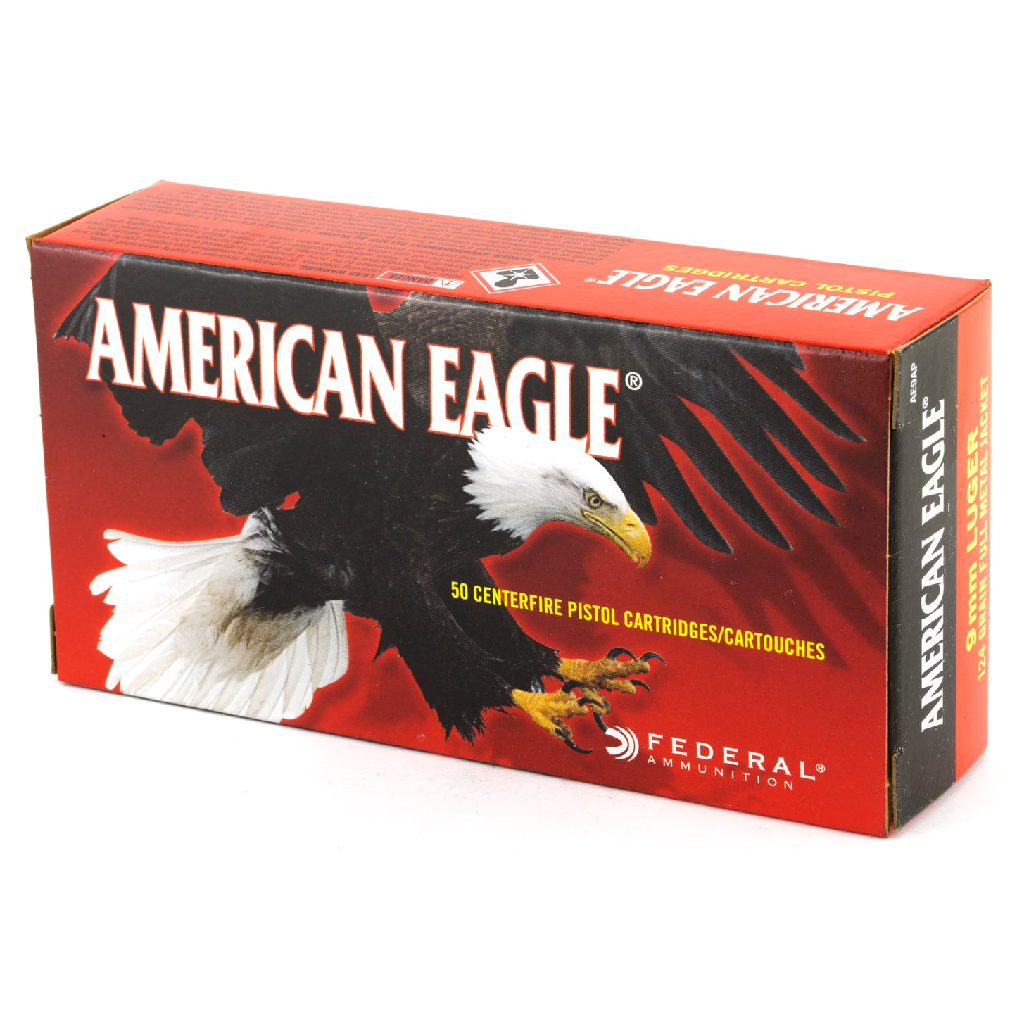 Federal, American Eagle, 9MM, 124 Grain, Full Metal Jacket, 50 Round Box