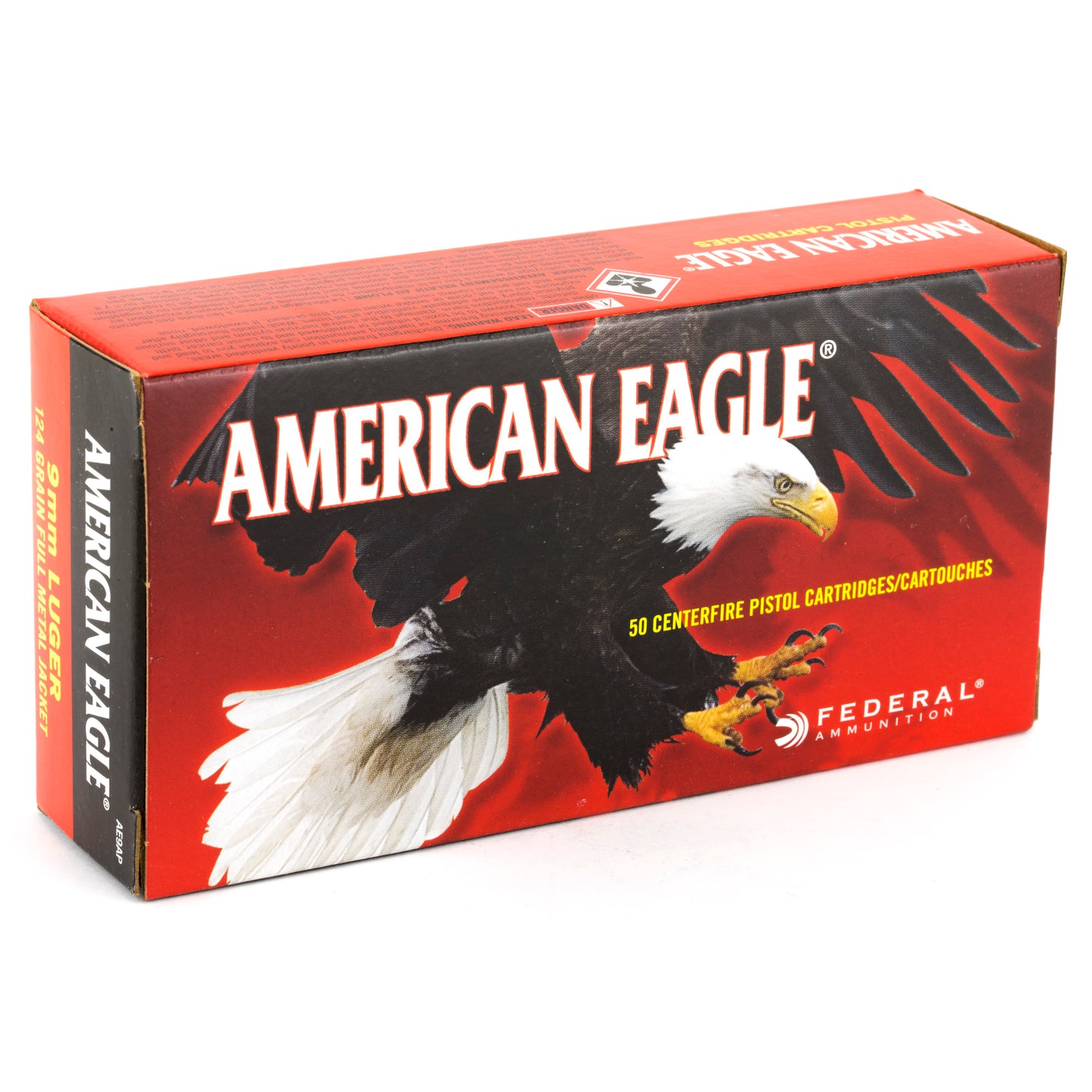 Federal, American Eagle, 9MM, 124 Grain, Full Metal Jacket, 50 Round Box