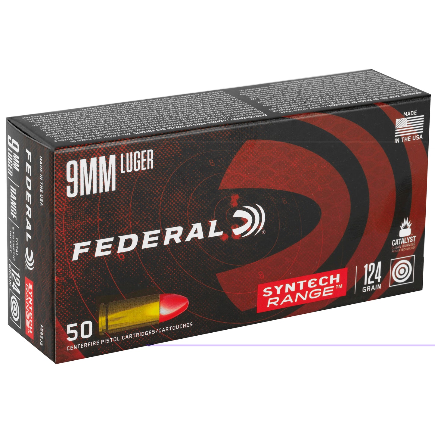 Federal, American Eagle, 9MM, 124 Grain, TSJ, Total Synthetic Jacket, 50 Round Box