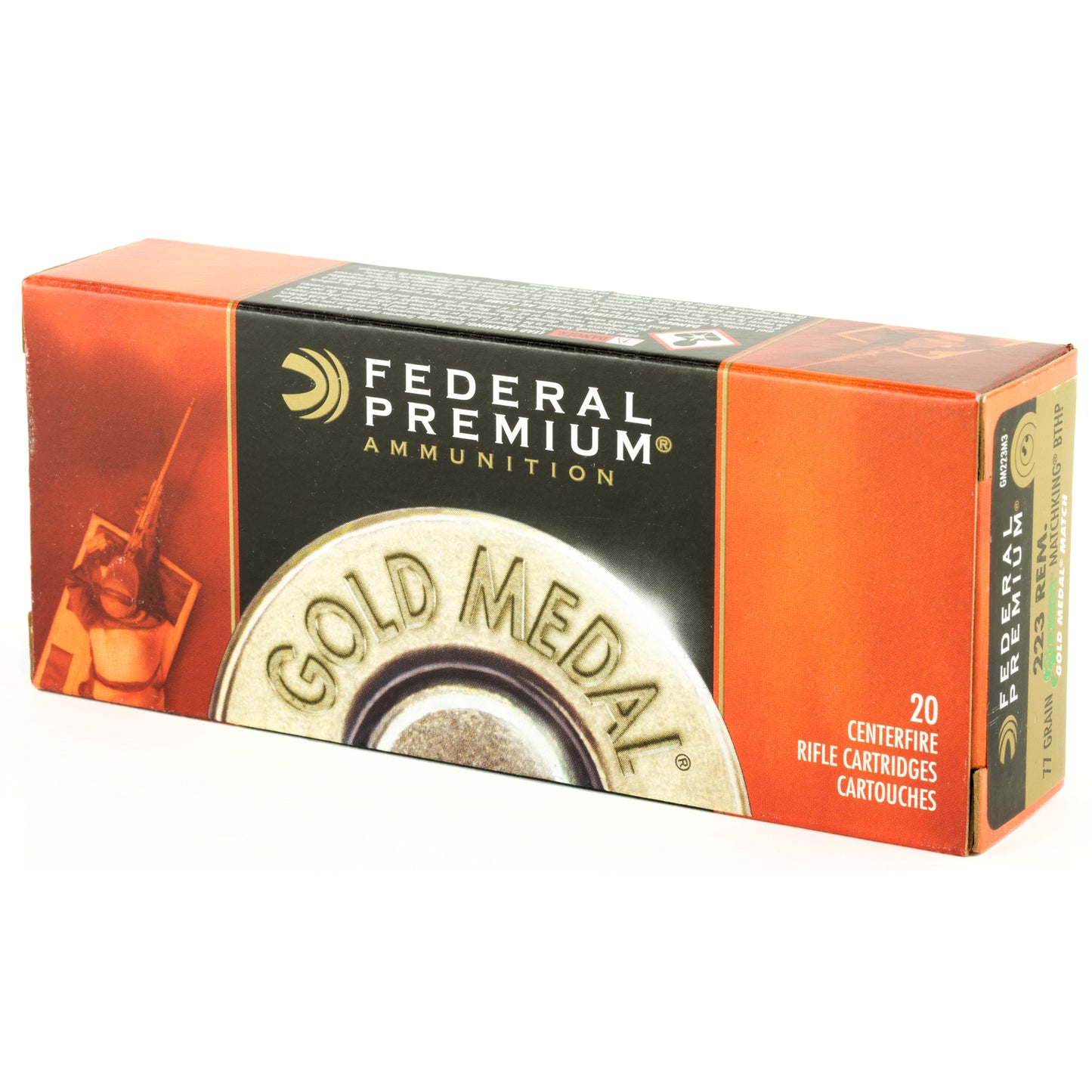 Federal, Gold Medal Match, .223 Remington, 77 Grain, Boat Tail Hollow Point, 20 Round Box