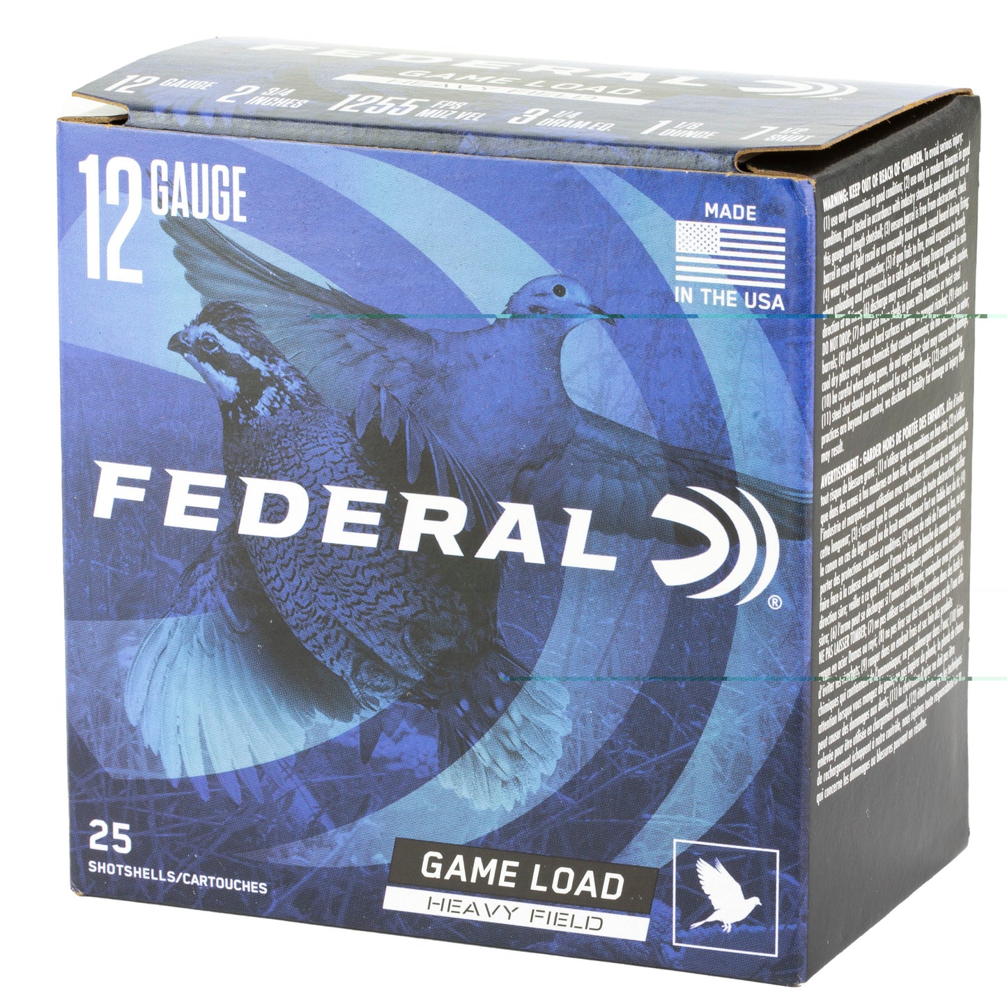 Federal, Game Load Upland Heavy Field, 12 Gauge, 2.75", #7.5, 3 1/4 Dram, 1 1/8 oz, Shot, 25 Round Box