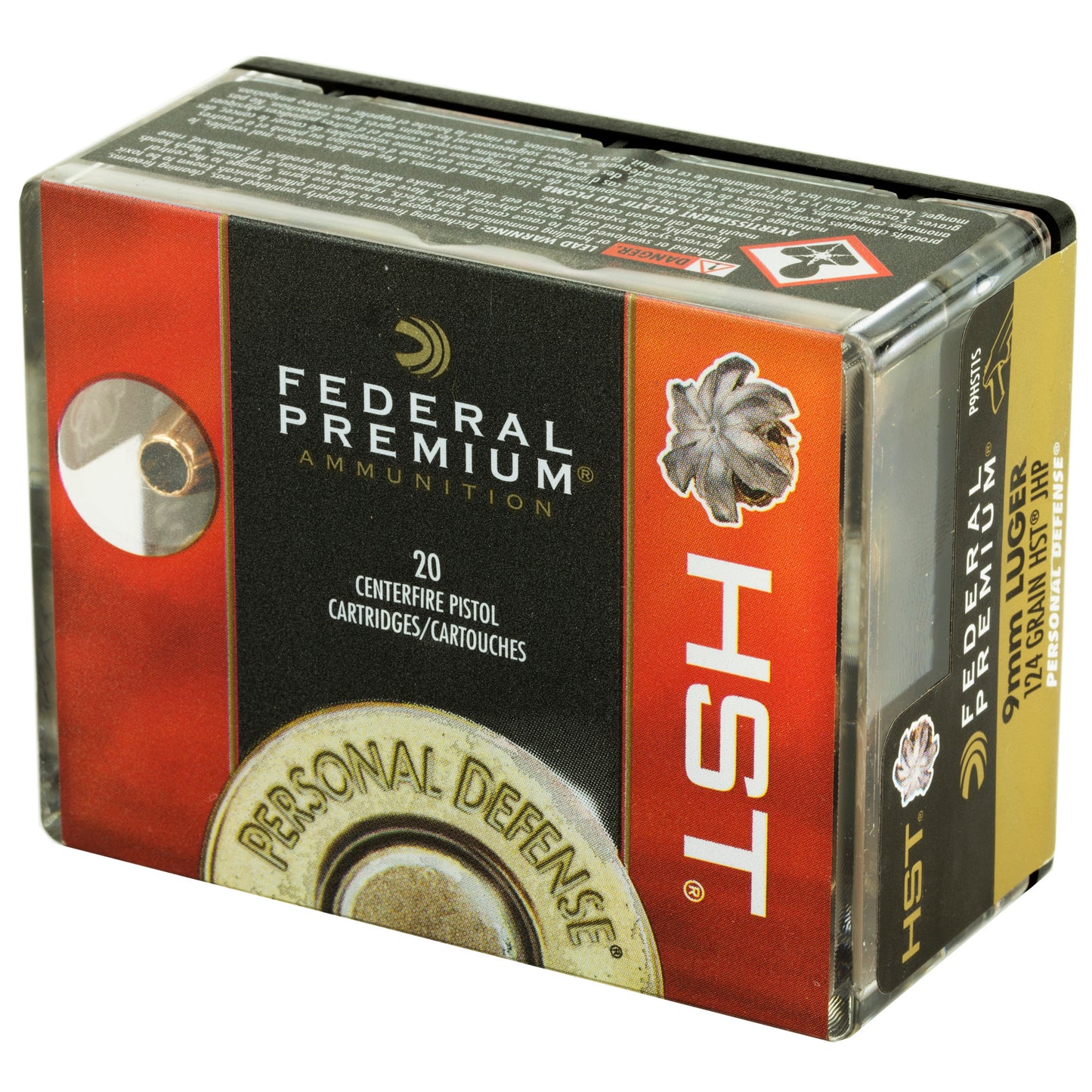 Federal, Premium, HST, 9MM, 124 Grain, Jacketed Hollow Point, 20 Round Box