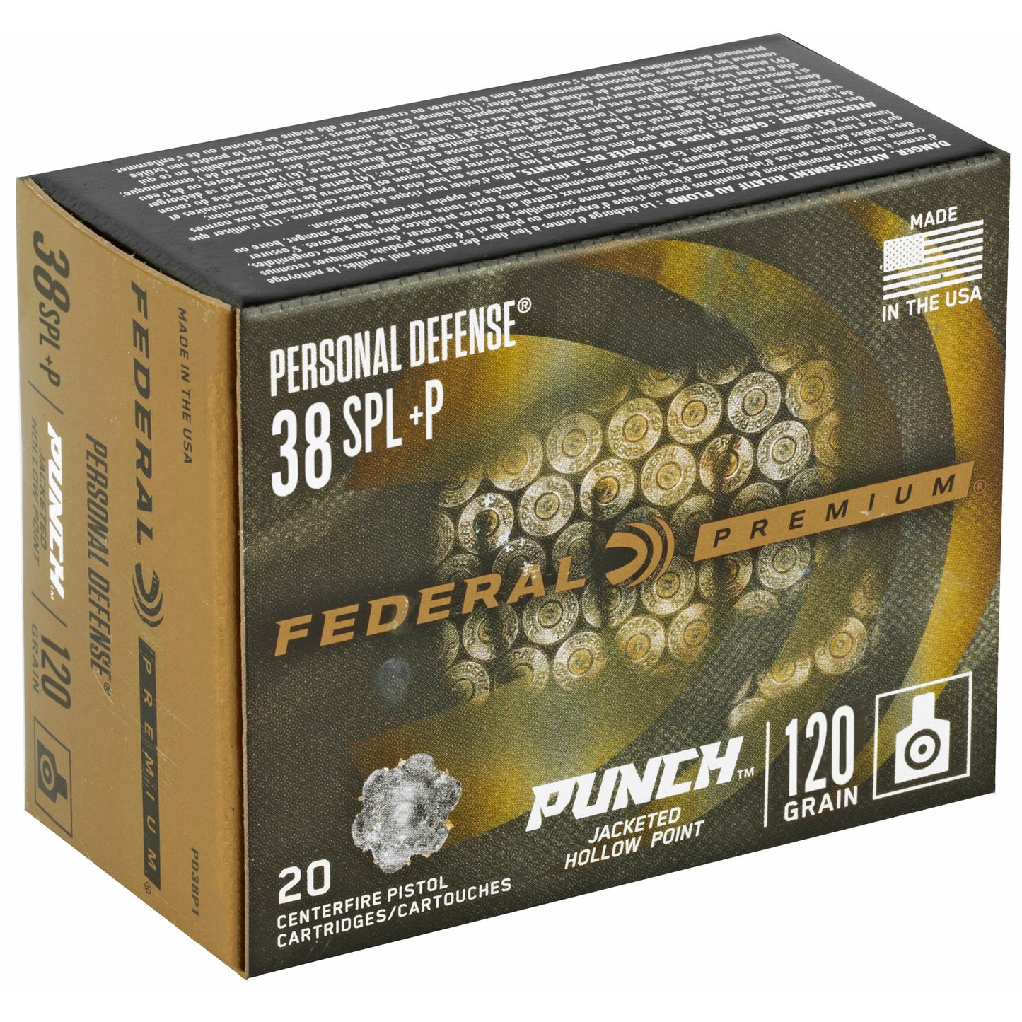 Federal, Premium, Punch, .38 Special, 120 Grain, Jacketed Hollow Point, 20 Round Box