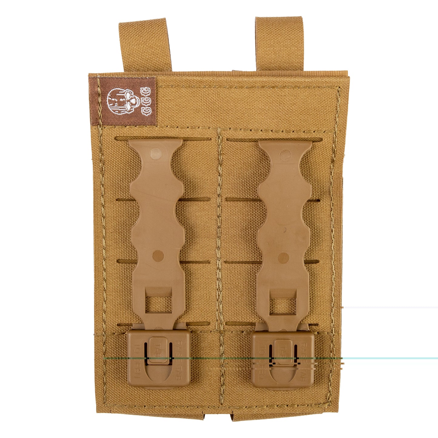 Grey Ghost Gear, Double Pistol Magna Mag Pouch, Laminate Nylon, the Pouch Attaches to any MOLLE/PALS Style Webbing With Two Included Malice Clips, Coyote Brown