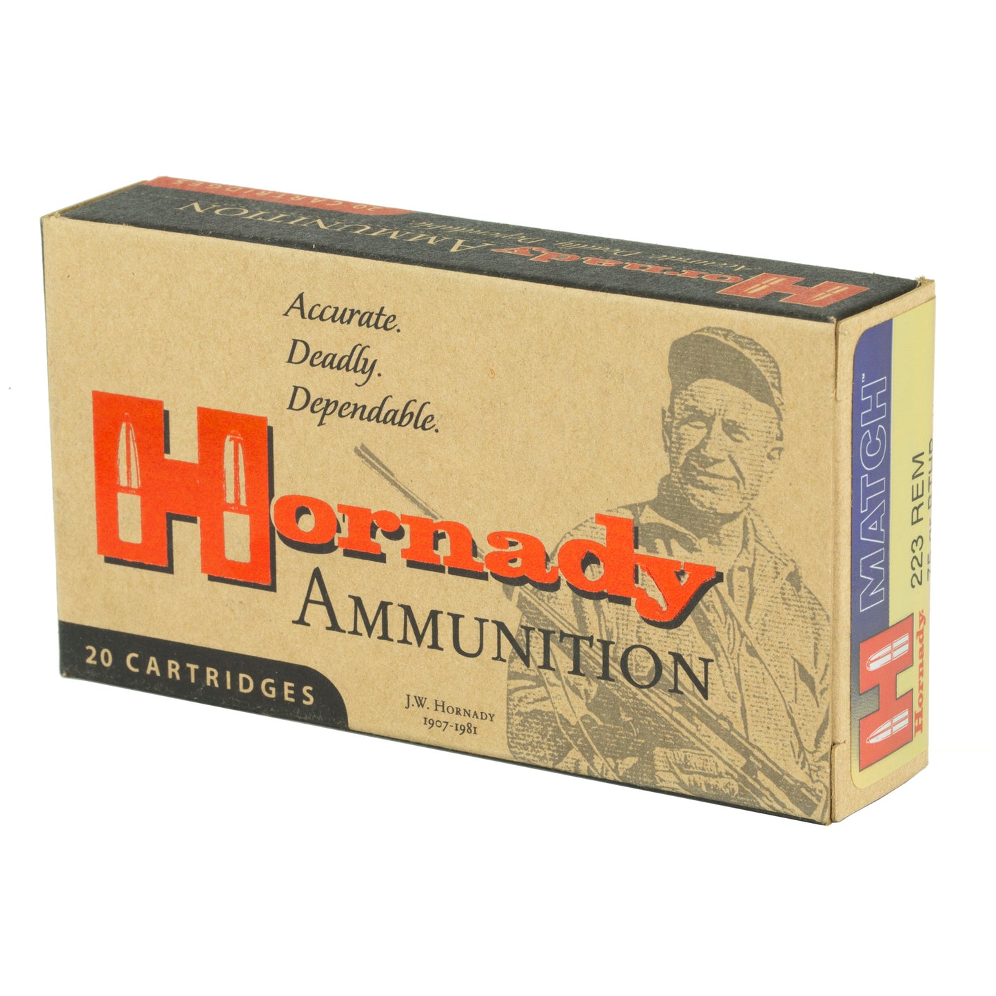 Hornady, Hunting, 223REM, 75 Grain, Boat Tail, Hollow Point, 20 Round Box