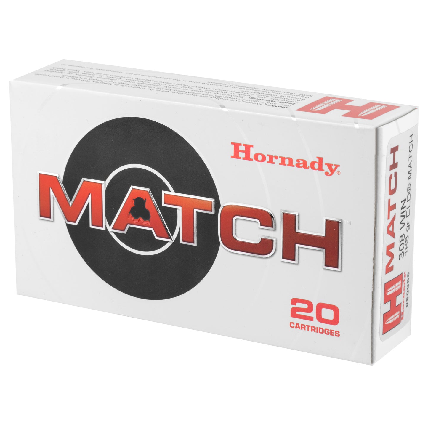 Hornady, Match, 308 Win, 168 Grain, ELD Match, 20 Round Box