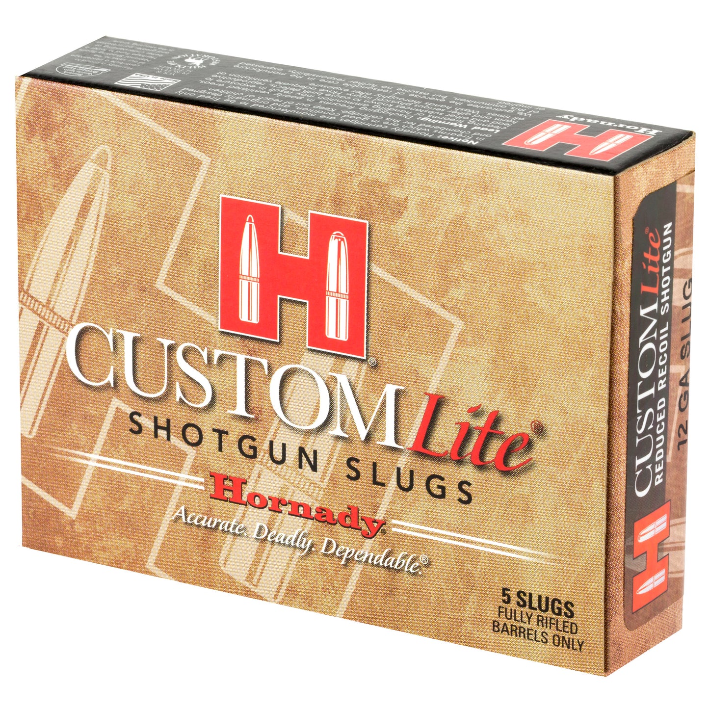 Hornady, Custom Lite, 12 Gauge, 2.75", 300 Grain, FTX, Sabot Slug, 5 Round Box