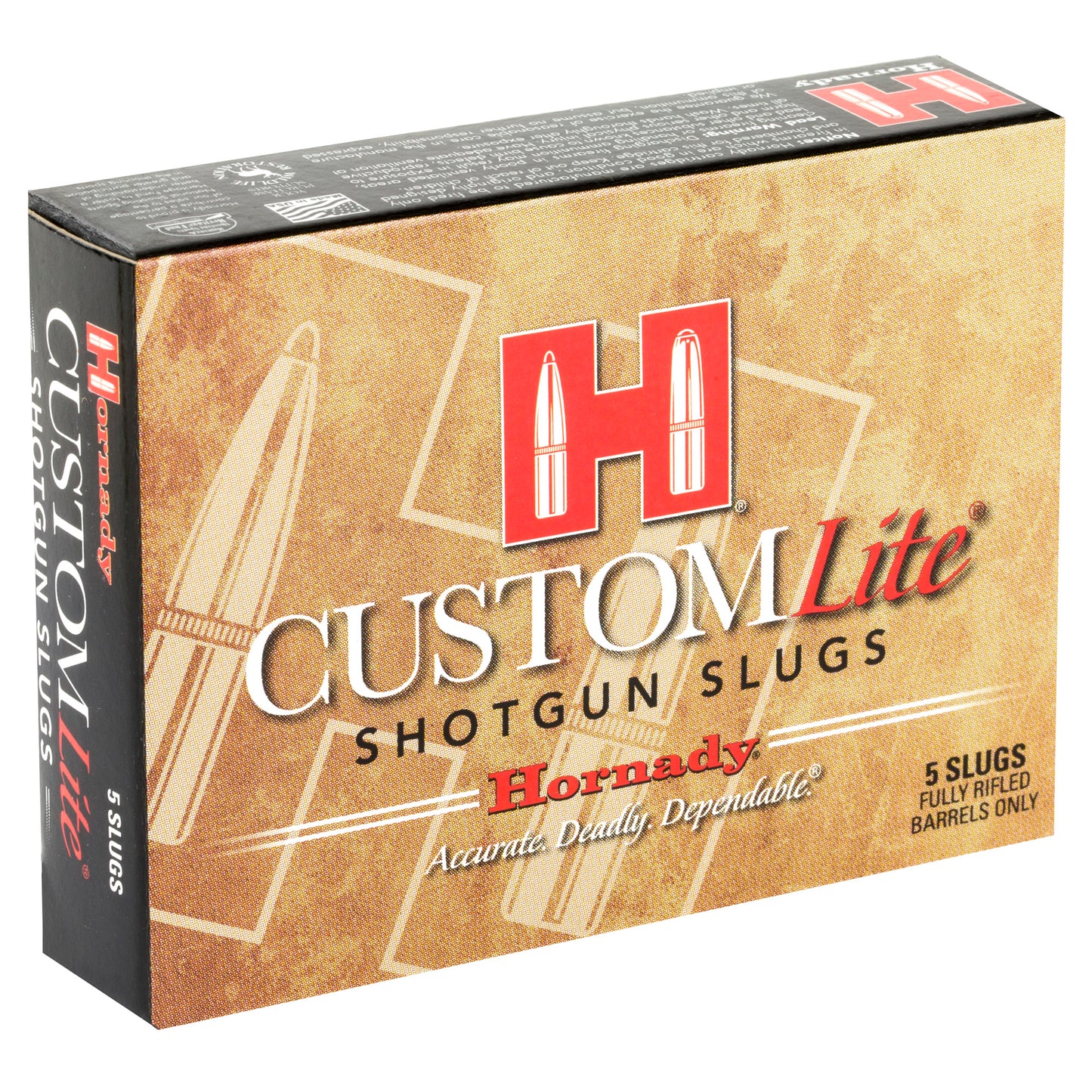 Hornady, Custom Lite, 12 Gauge, 2.75", 300 Grain, FTX, Sabot Slug, 5 Round Box