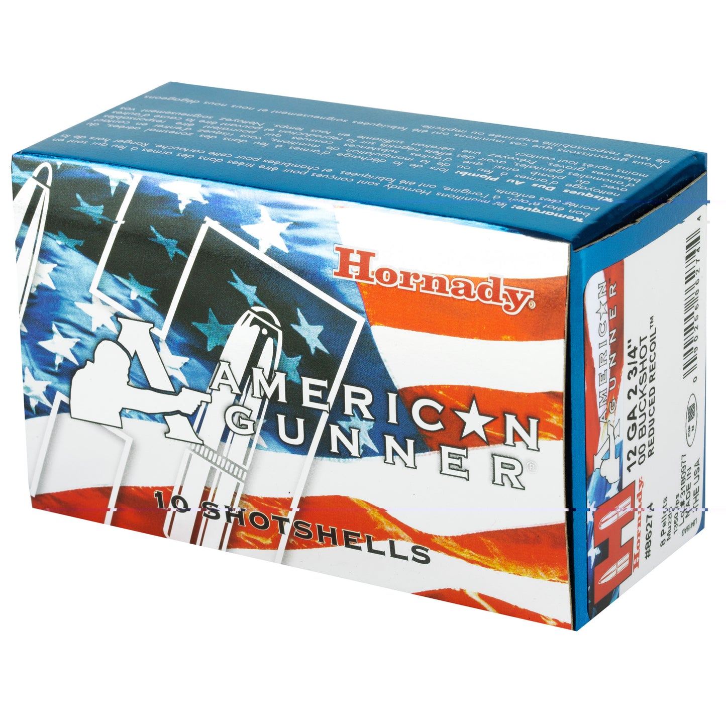 Hornady, American Gunner, 12Ga 2.75", 00 Buckshot, Low Recoil, 10 Round Box