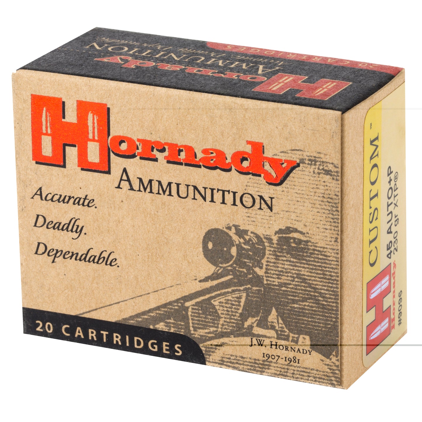 Hornady, Custom, Self Defense, 45ACP, 230 Grain, XTP, +P, 20 Round Box