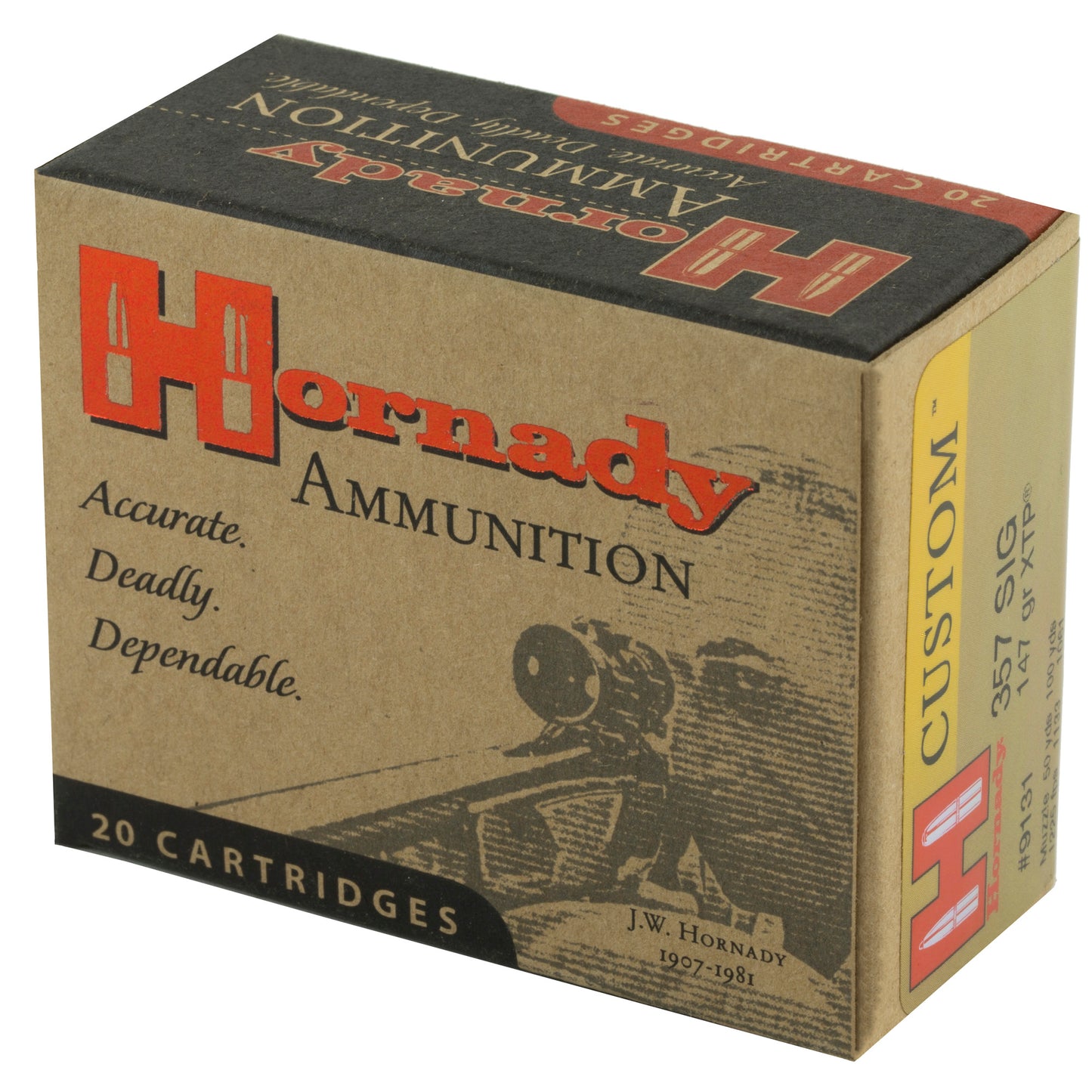 Hornady, Custom Ammunition, 357 Sig, 147 Grain, XTP, 20 Round Box