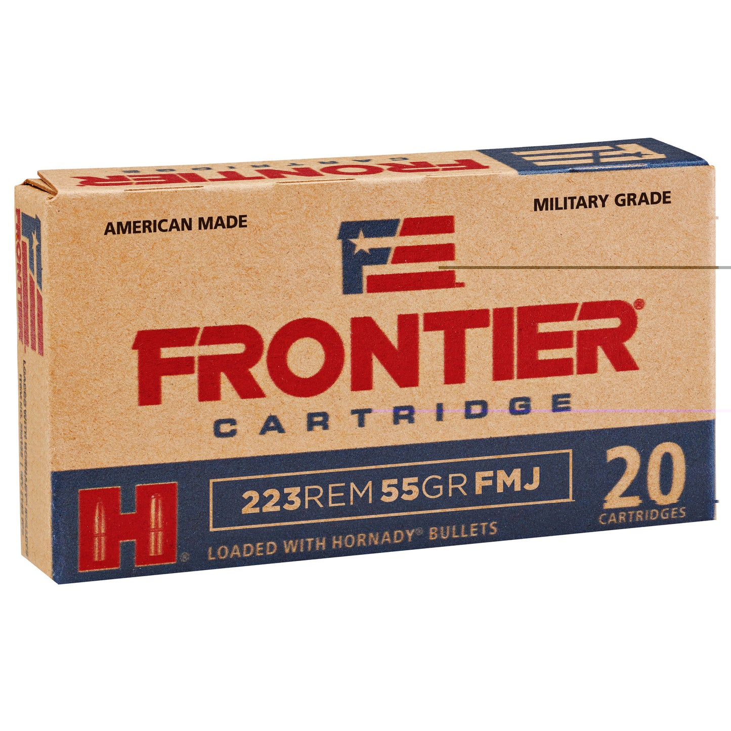 Frontier Cartridge, Lake City, 223 Rem, 55 Grain, Full Metal Jacket, 20 Round Box