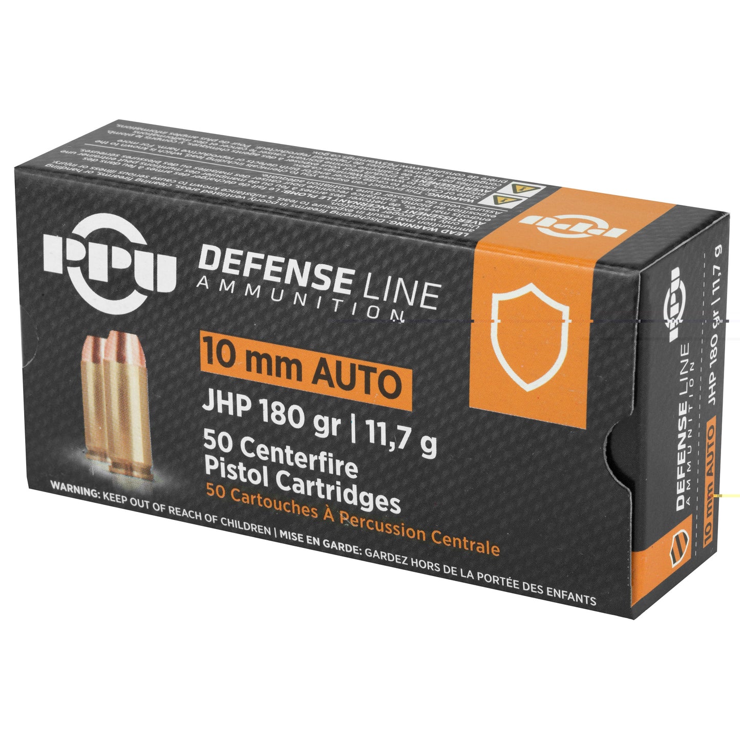 Prvi Partizan, Handgun Defense, 10MM, 180 Grain, Jacketed Hollow Point, 50 Round Box