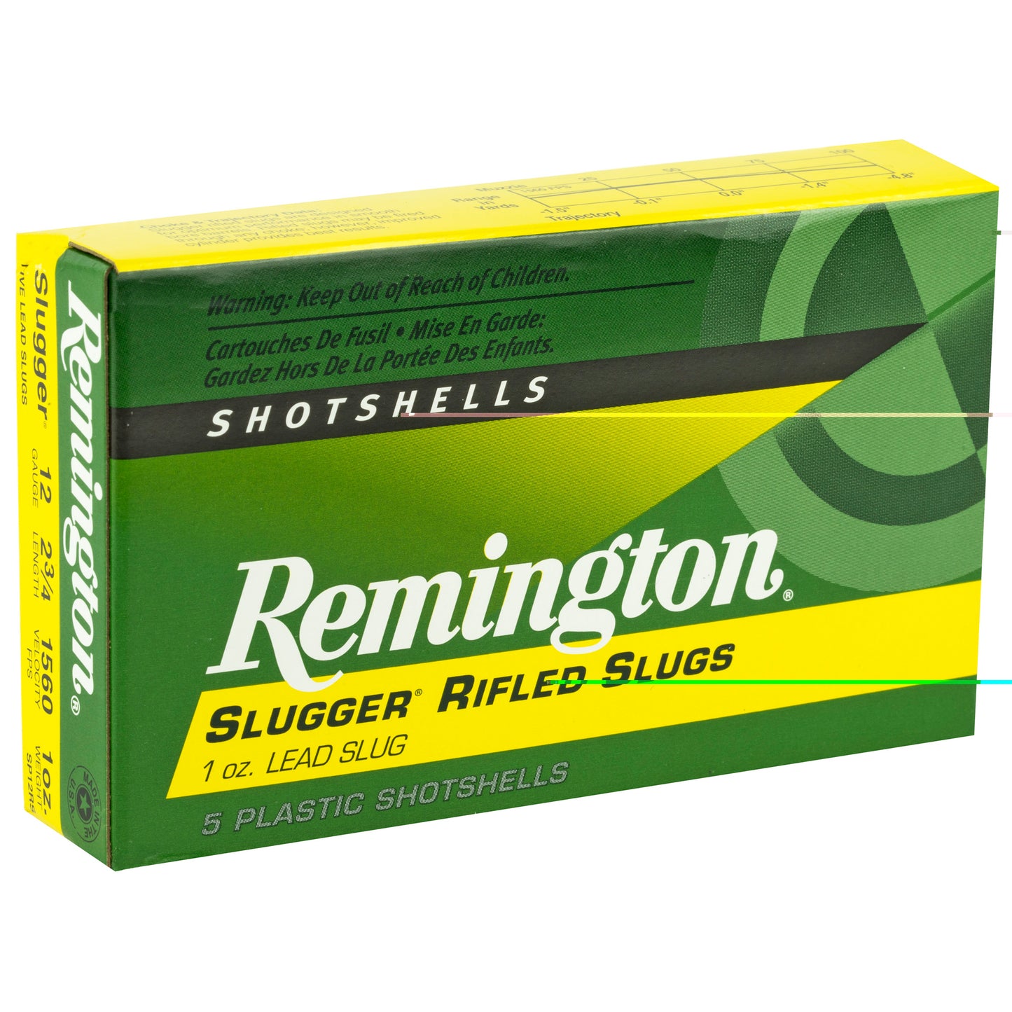 Remington, Slugger, 12 Gauge, 2.75", 1oz, Rifled Slug, 5 Round Box