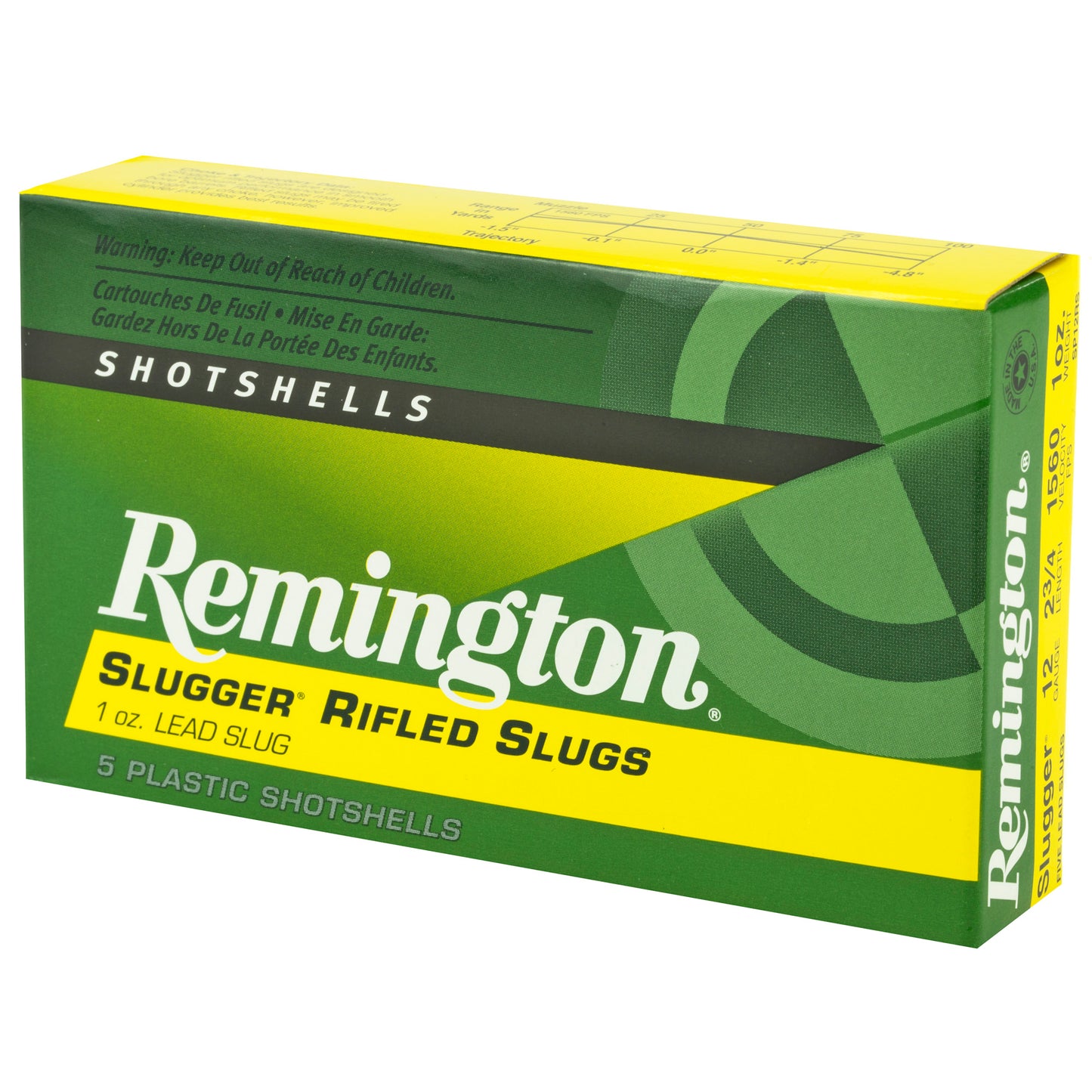 Remington, Slugger, 12 Gauge, 2.75", 1oz, Rifled Slug, 5 Round Box