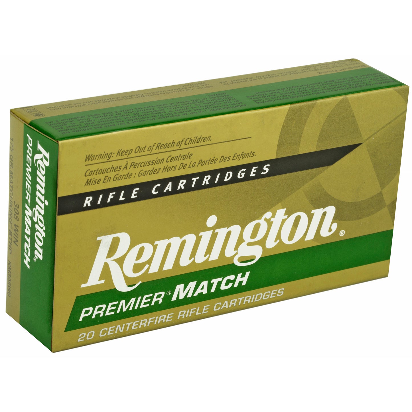 Remington, Premier Match, 308 Winchester, 175 Grain, Hollow Point, 20 Round Box