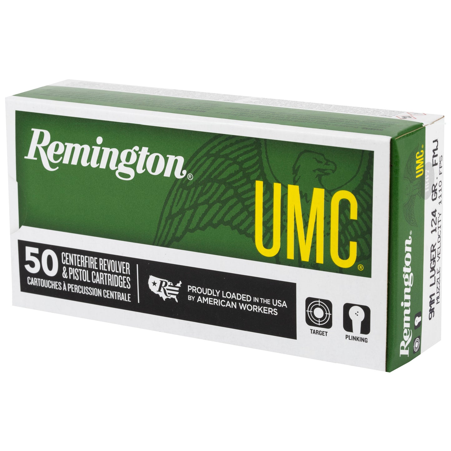 Remington, UMC, 9MM, 124 Grain, Full Metal Jacket, 50 Round Box
