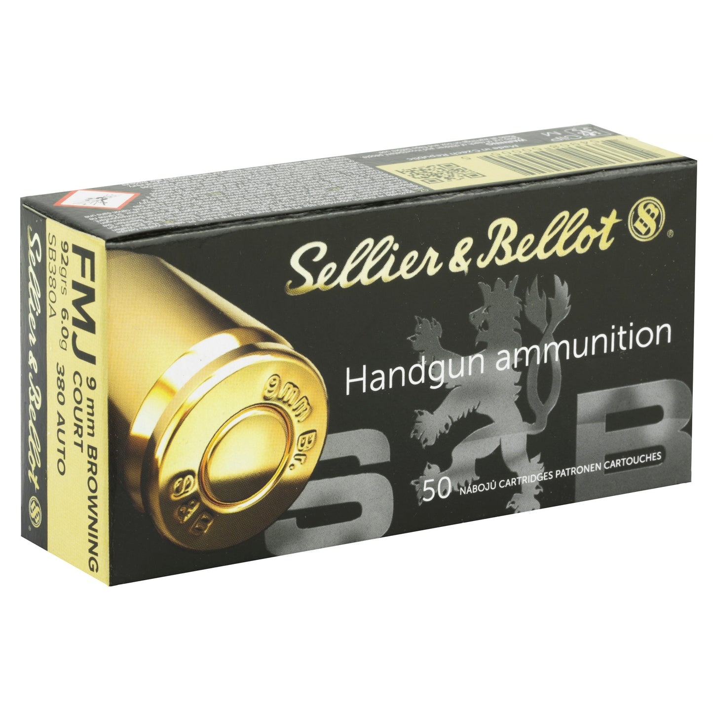 Sellier & Bellot, Pistol, 380ACP, 92 Grain, Full Metal Jacket, 50 Round Box