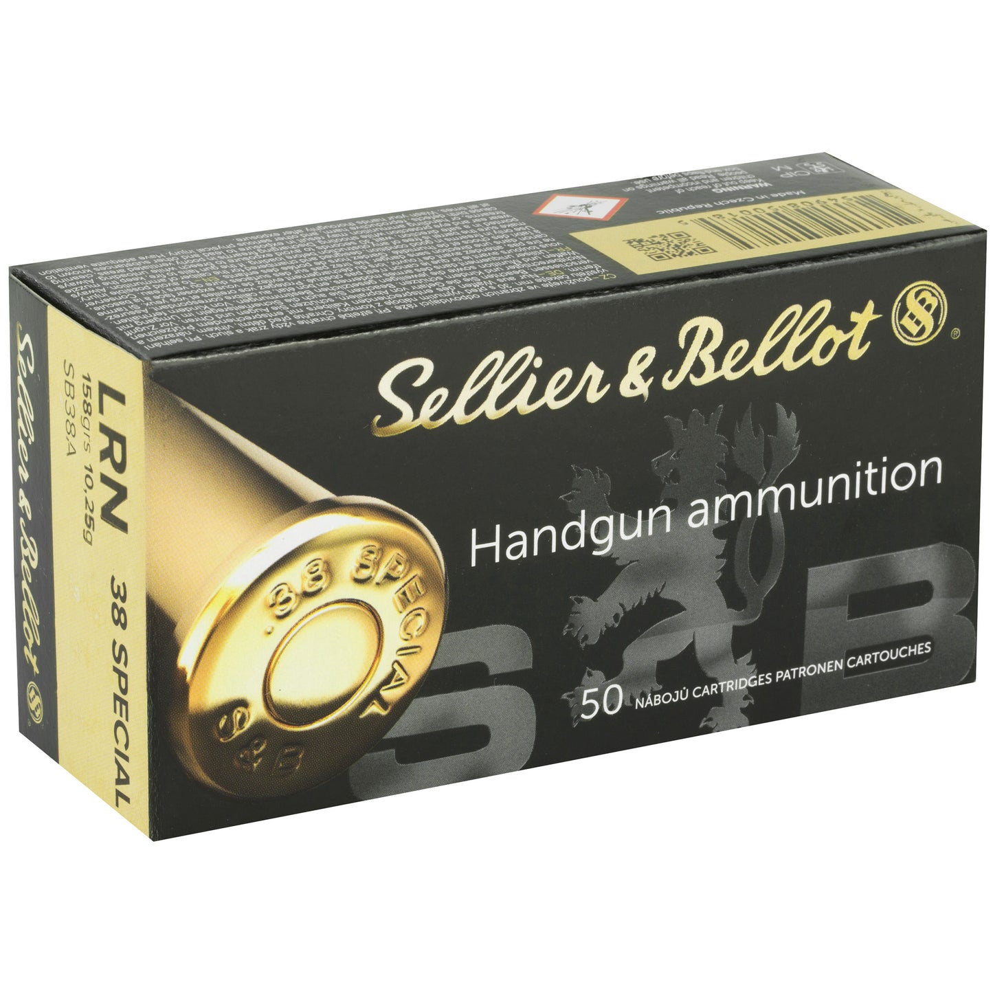 Sellier & Bellot, Pistol, 38 Special, 158 Grain, Lead Round Nose, 50 Round Box