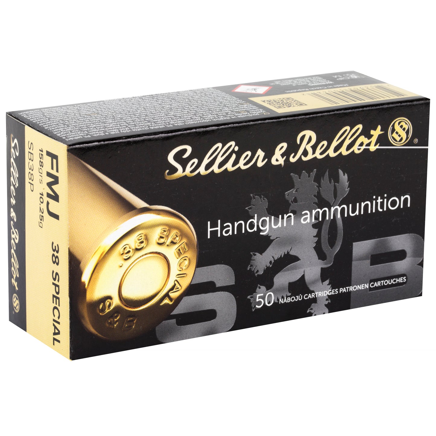 Sellier & Bellot, Pistol, 38 Special, 158 Grain, Full Metal Jacket, 50 Round Box