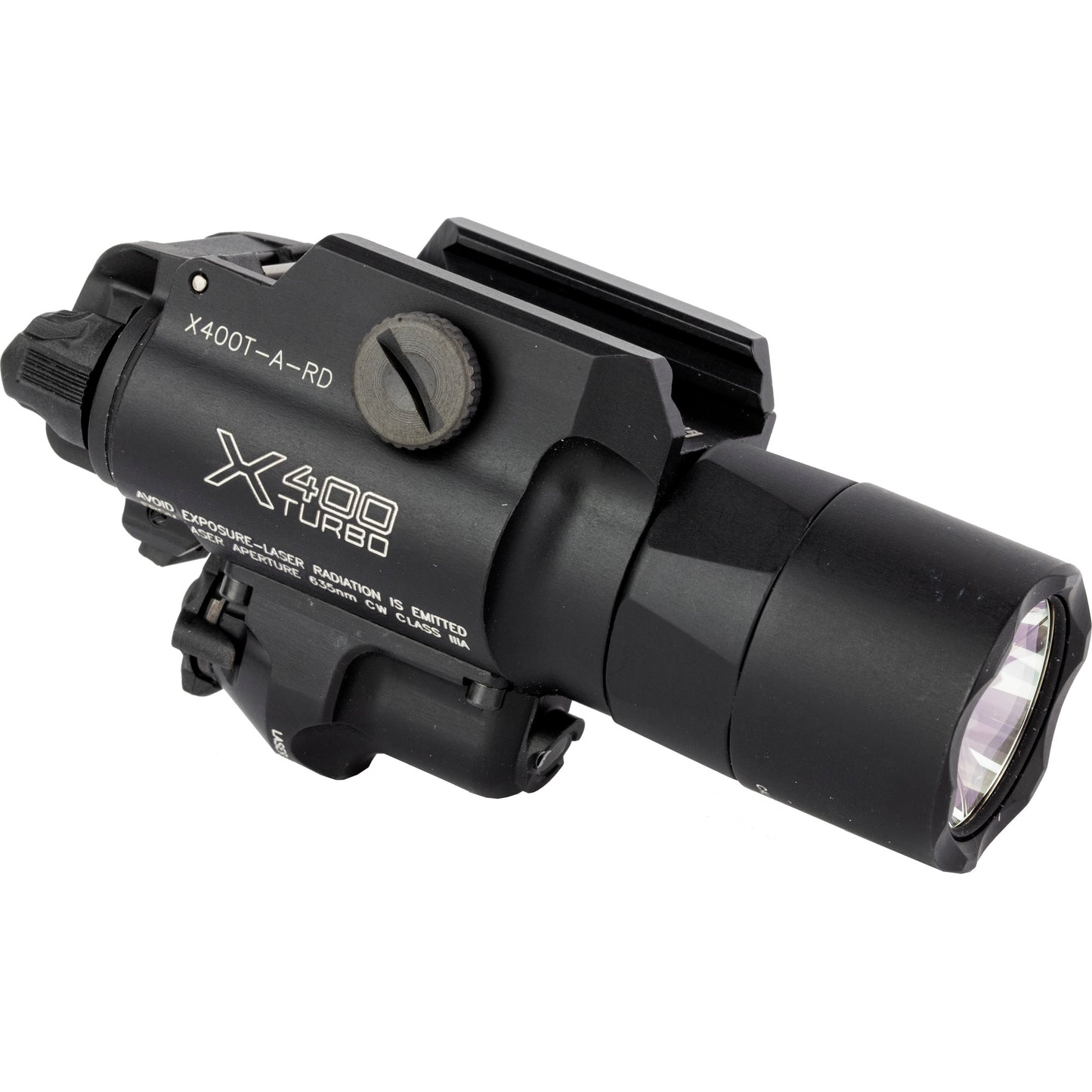 Surefire, X400 Turbo, Weaponlight w/Laser, Fits Pistol and Picatinny, 650 Lumens, 66,000 Candela, Red Laser, Matte Finish, Black