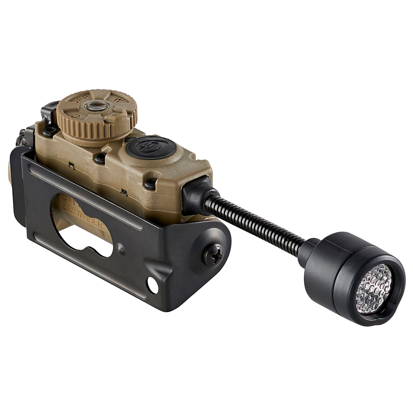 Streamlight, Sidewinder Stalk, Military Helmet Light System w/ Flexible Stalk, 76 Lumens, 12-200 Candela, 5.6 Hours of Run Time on High, 95 Hours of Run Time on Low, 28 Meter Beam Distance, Accepts CR123A & AA Batteries, Coyote