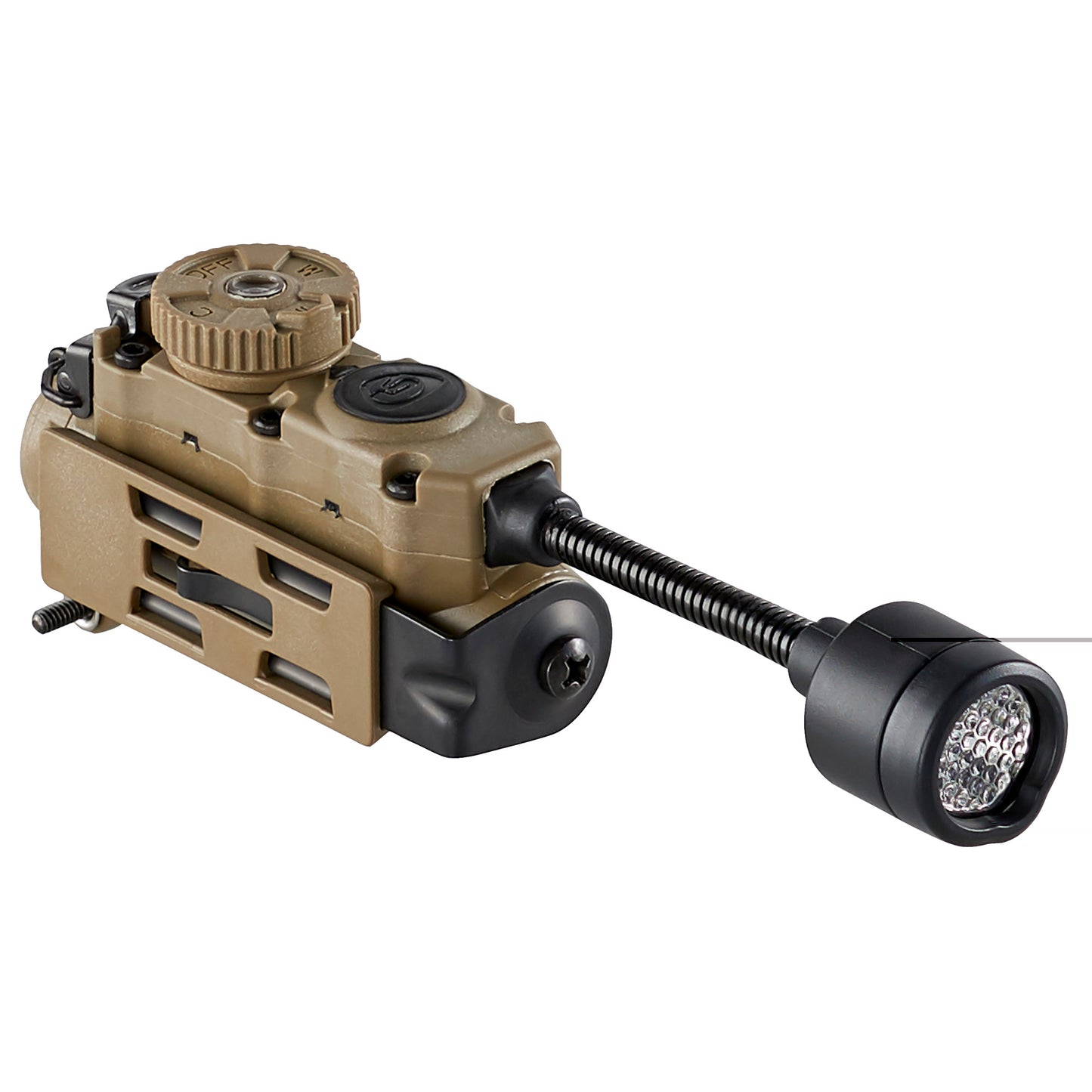 Streamlight, Sidewinder Stalk, Military Helmet Light System w/ Flexible Stalk, 76 Lumens, 12-200 Candela, 5.6 Hours of Run Time on High, 95 Hours of Run Time on Low, 28 Meter Beam Distance, Accepts CR123A & AA Batteries, Coyote