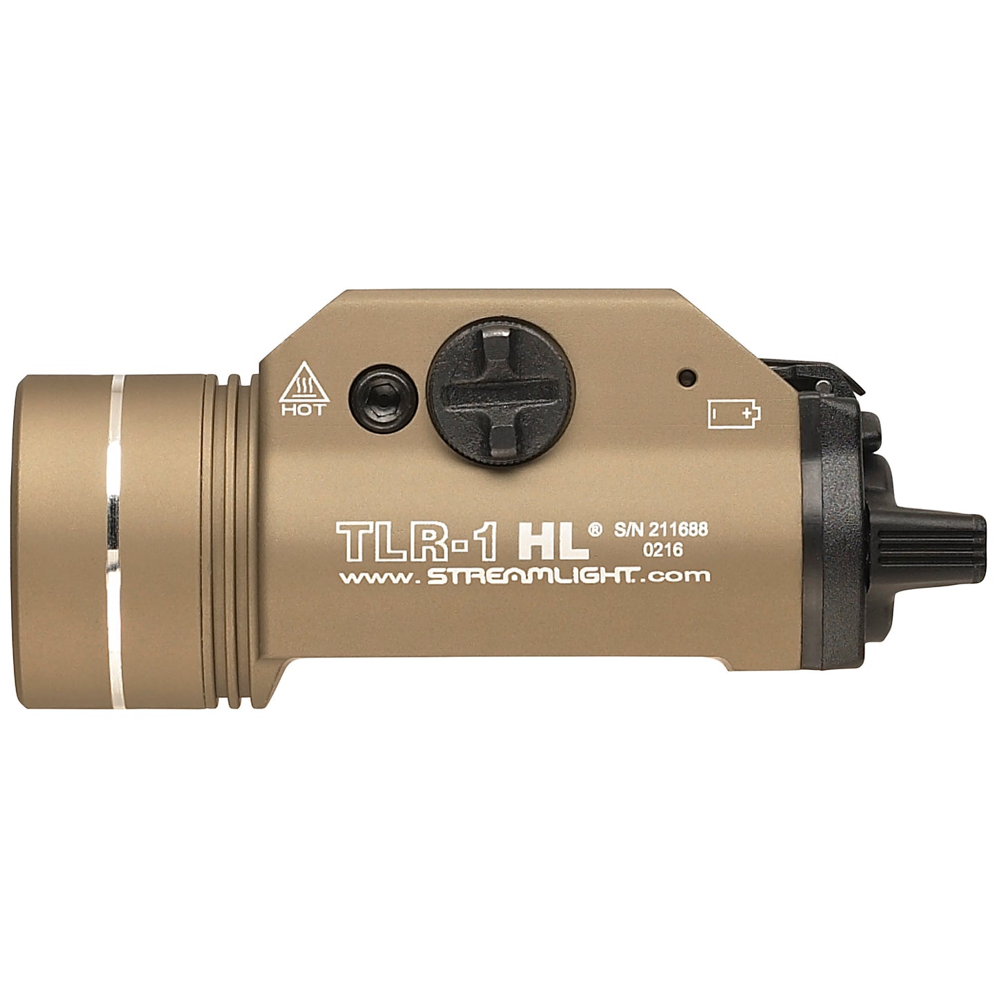 Streamlight, TLR-1 HL, High Lumen Rail Mounted Tactical Light, Pistol and Picatinny, Flat Dark Earth, C4 LED 1000 Lumens With Strobe, 2x CR123 Batteries