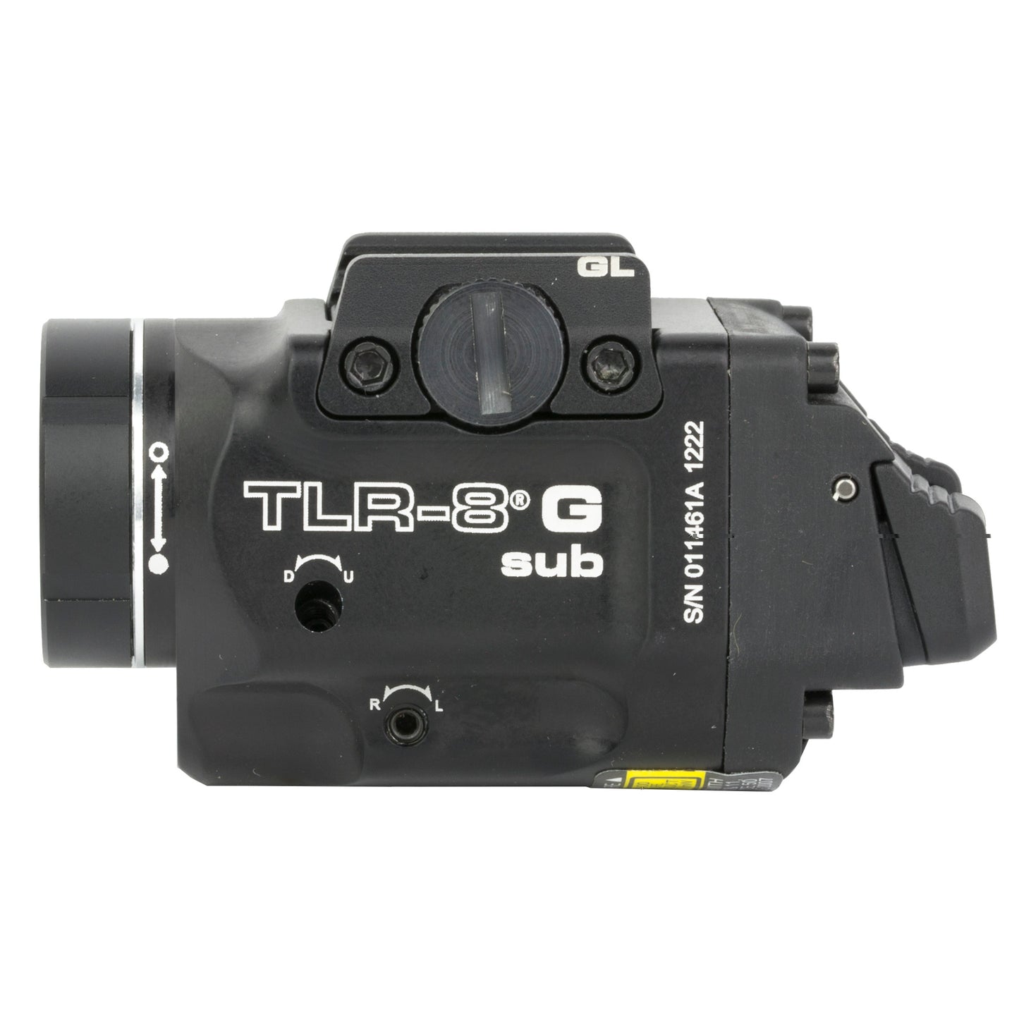 Streamlight, Streamlight TLR-8 G Sub, White LED with Green Laser, Fits Glock 43x/48 MOS, 500 Lumens, Anodized Finish, Black, Includes (1) CR123a Battery, Low and High Switches