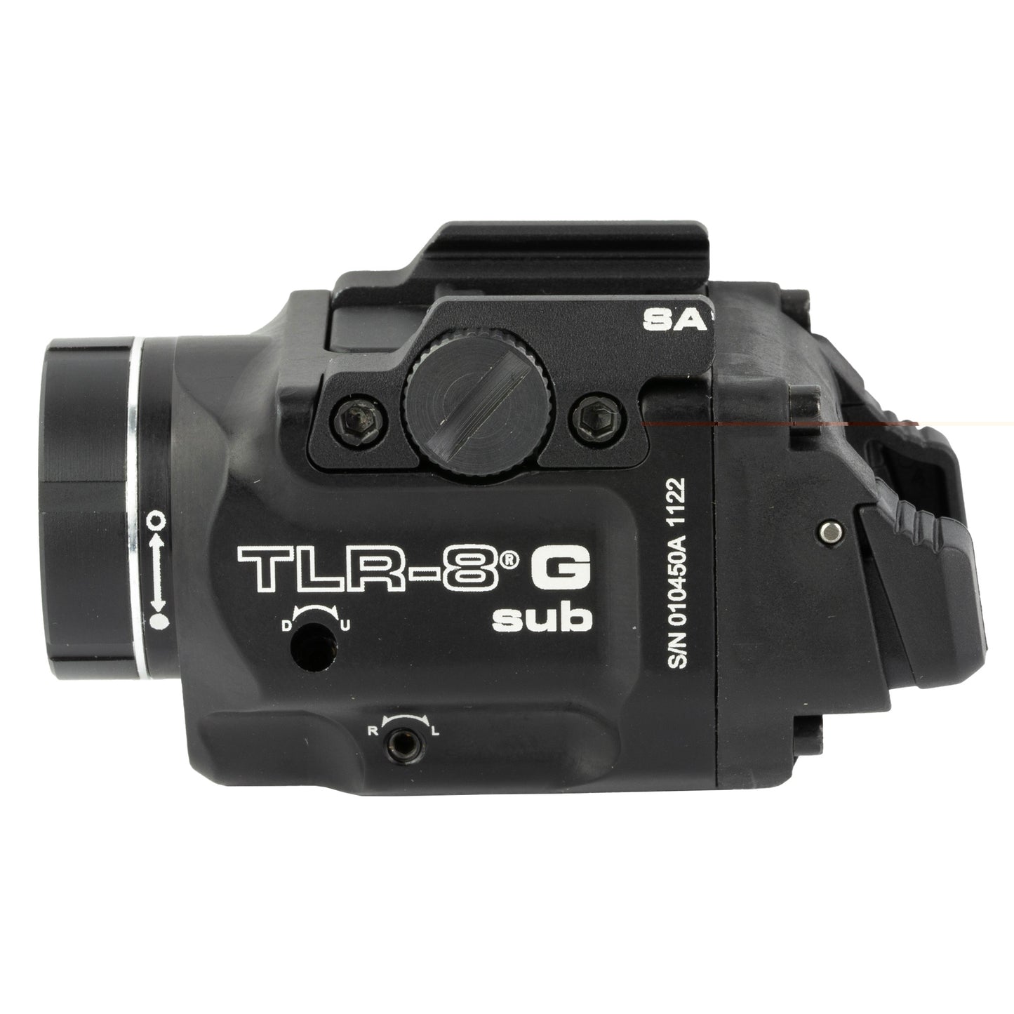 Streamlight, Streamlight TLR-8 G Sub, White LED with Green Laser, Fits Springfield Hellcat, 500 Lumens, Anodized Finish, Black, Includes (1) CR123a Battery, Low and High Switches