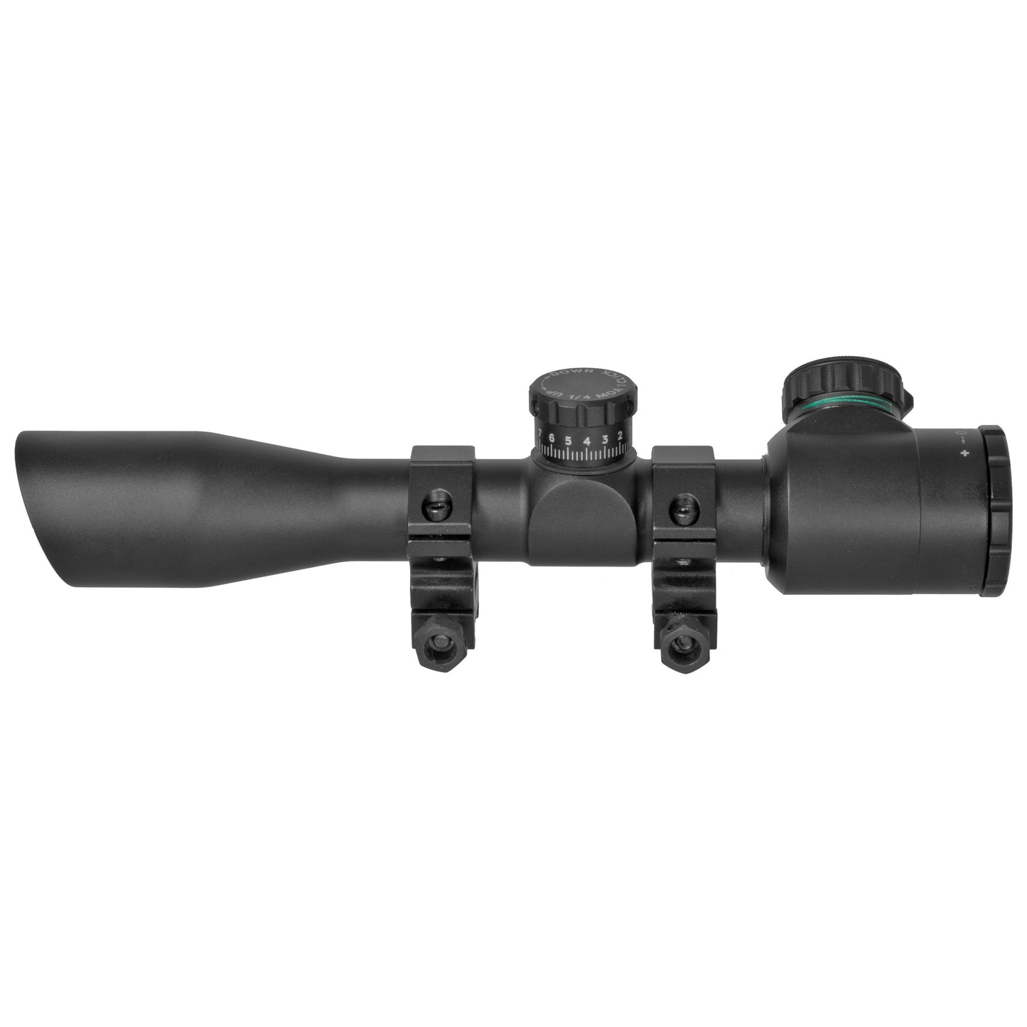 Truglo, TRU-BRITE Xtreme Compact Tactical Rifle Scope, 4X32, Fully-Coated Lenses, Illuminated Mil-Dot Reticle, Matte Black, 1-Piece base w/ 1" Rings and CR2032 Battery Included