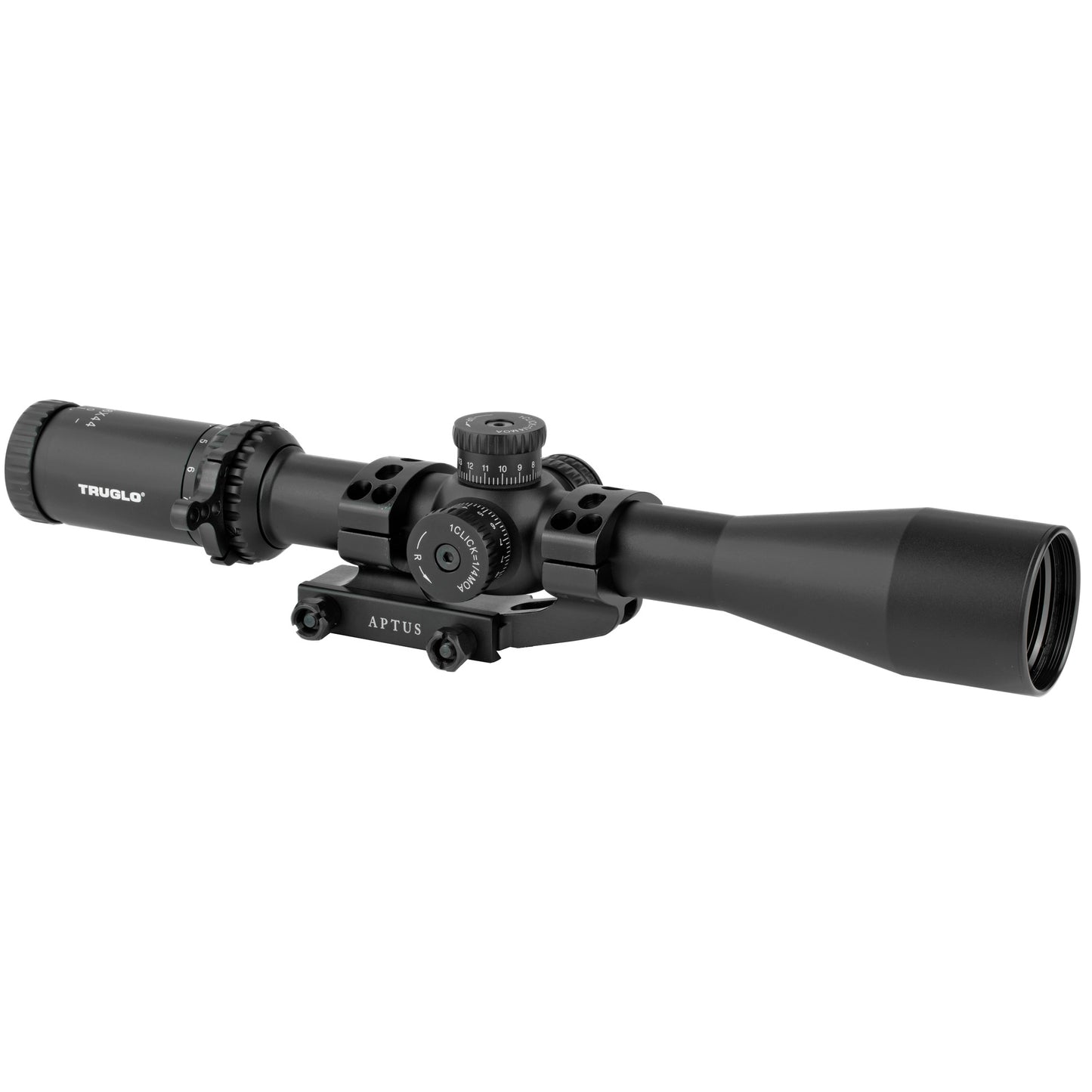 Truglo, EEMINUS Rifle Scope, 4-16X44mm, 30mm Main Tube, T.P.R. (Illuminated TacPlex Reticle, APTUS-M1 1 Piece Base Throw Lever, Black Finish