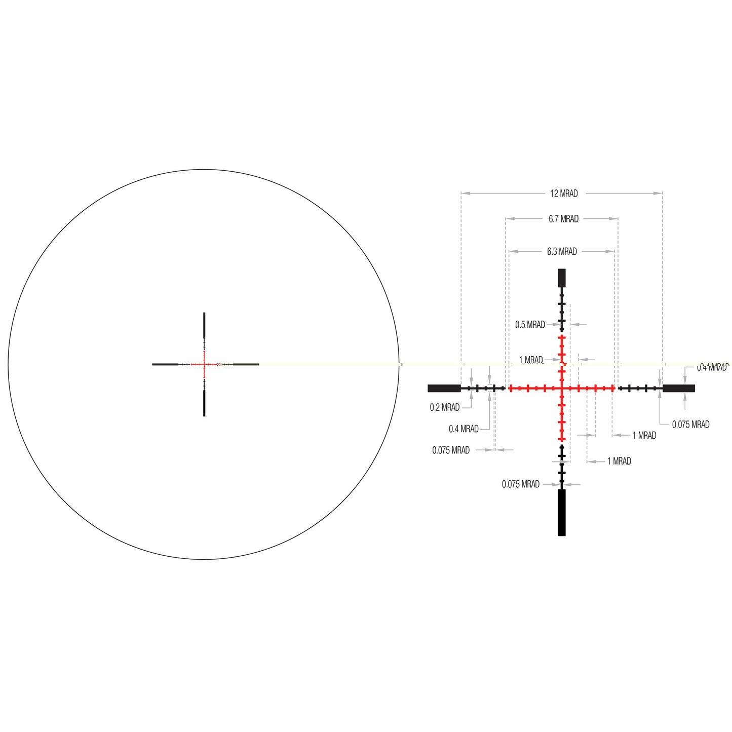 Trijicon, Credo 1-4x24mm Second Focal Plane Riflescope with Red MRAD Ranging, 30mm Tube, Matte Black, Low Capped Adjusters