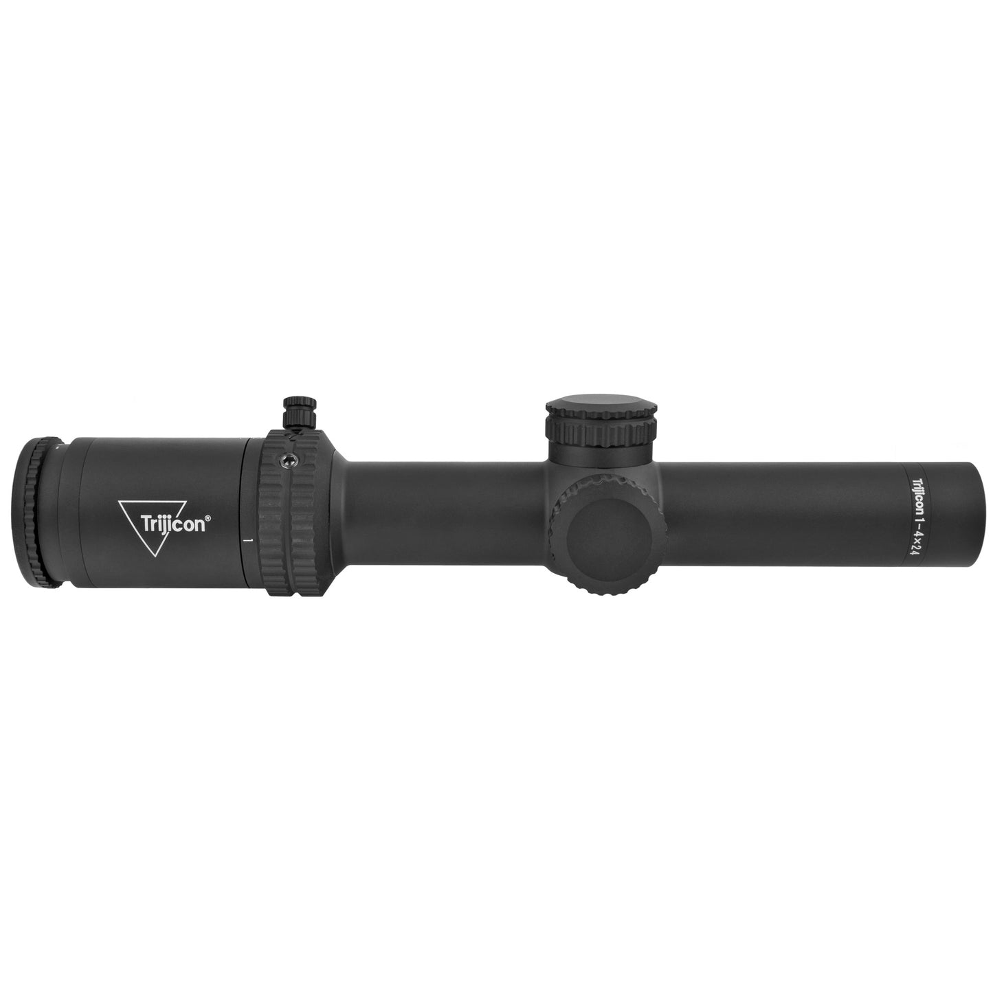 Trijicon, Credo 1-4x24mm Second Focal Plane Riflescope with Red MRAD Ranging, 30mm Tube, Matte Black, Low Capped Adjusters