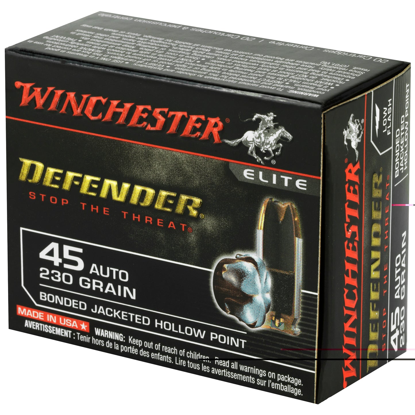 Winchester, Defender, Supreme Elite, .45 ACP, 230 Grain, PDX1, 20 Round Box