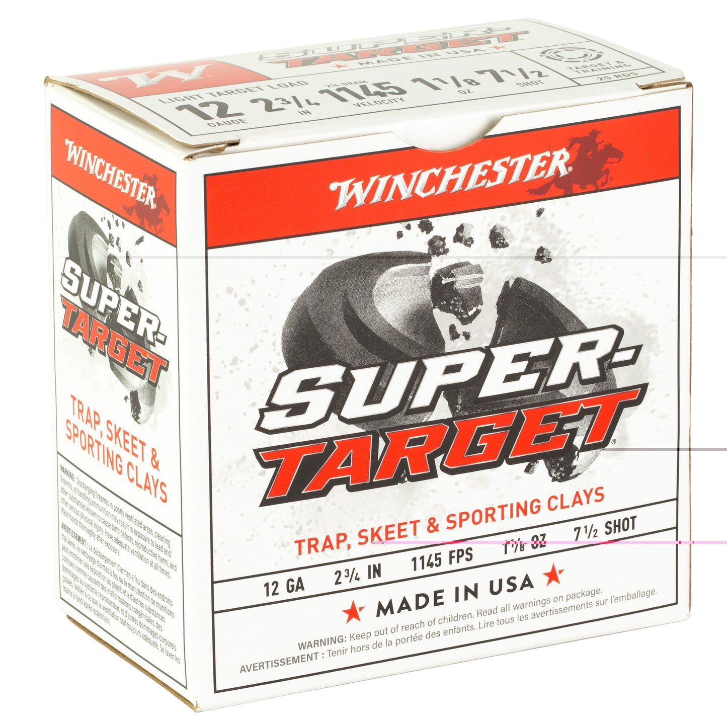 Winchester Ammunition, Super Target, 12 Gauge 2.75", #7.5, 1 1/8 oz, 25 Round Box