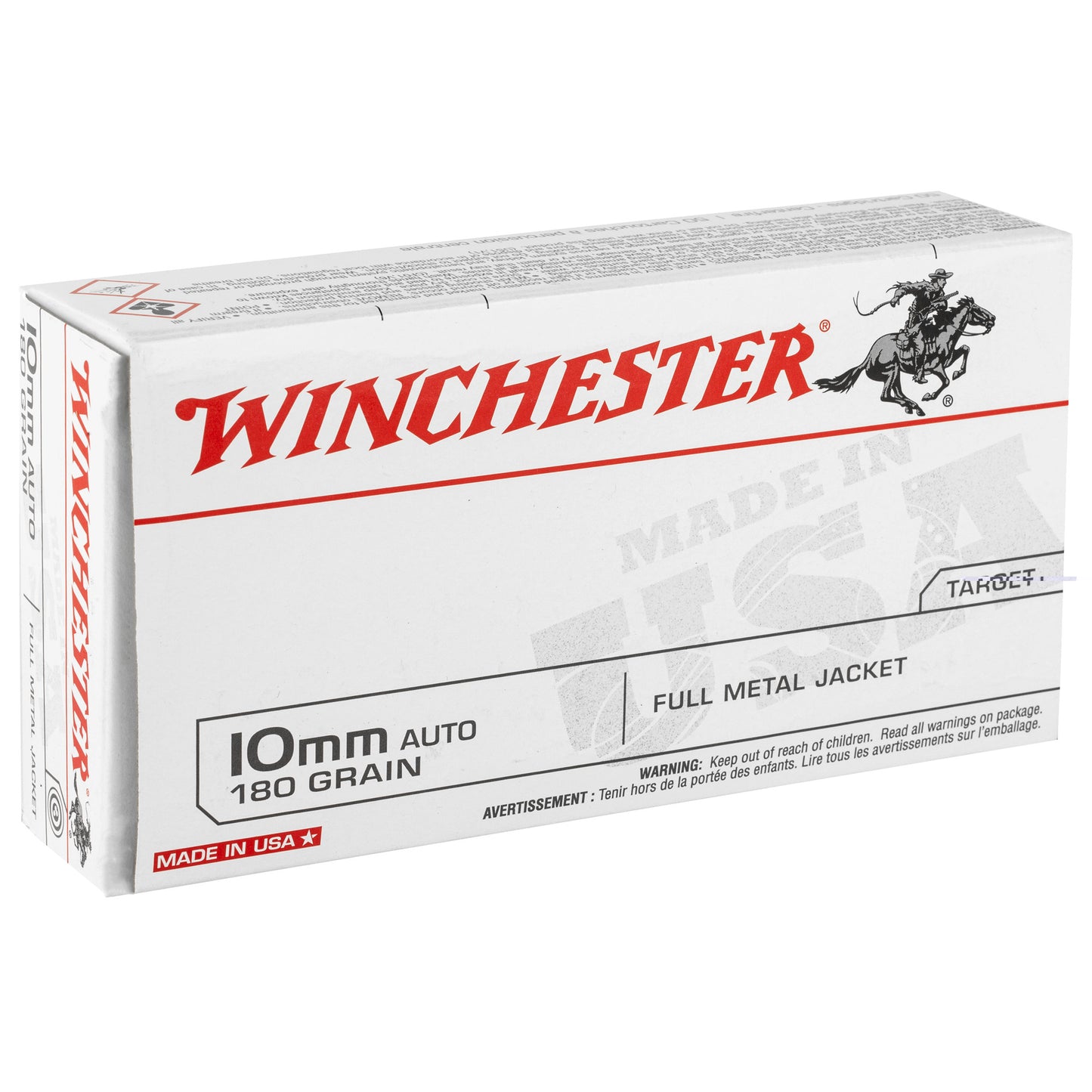 Winchester, USA, 10MM, 180 Grain, Full Metal Jacket, 50 Round Box