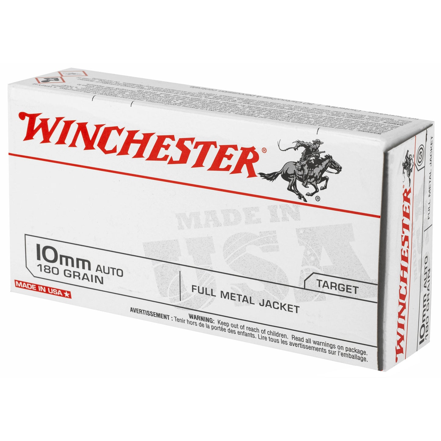 Winchester, USA, 10MM, 180 Grain, Full Metal Jacket, 50 Round Box