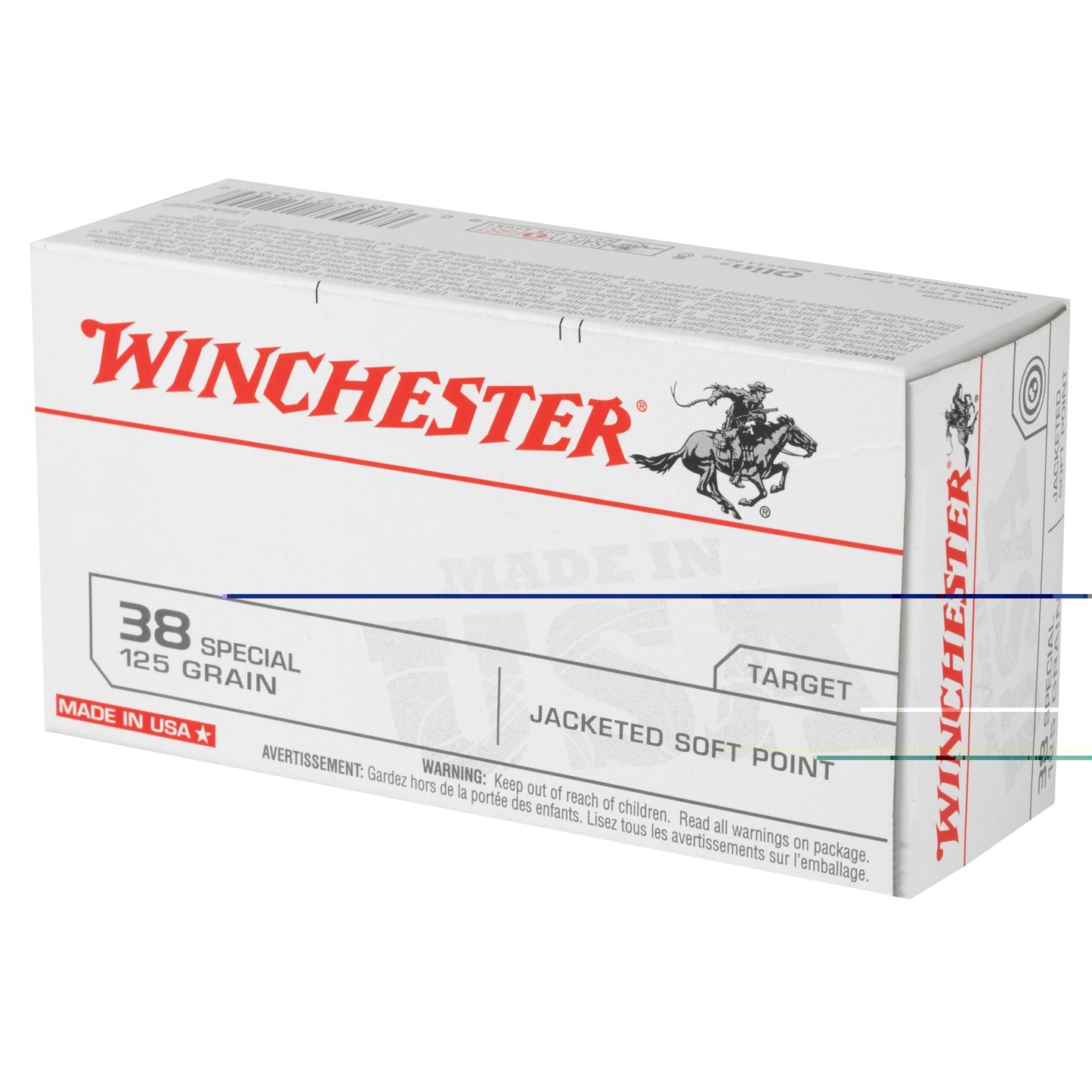 Winchester, USA, 38 Special, 125 Grain, Jacketed Soft Point, 50 Round Box