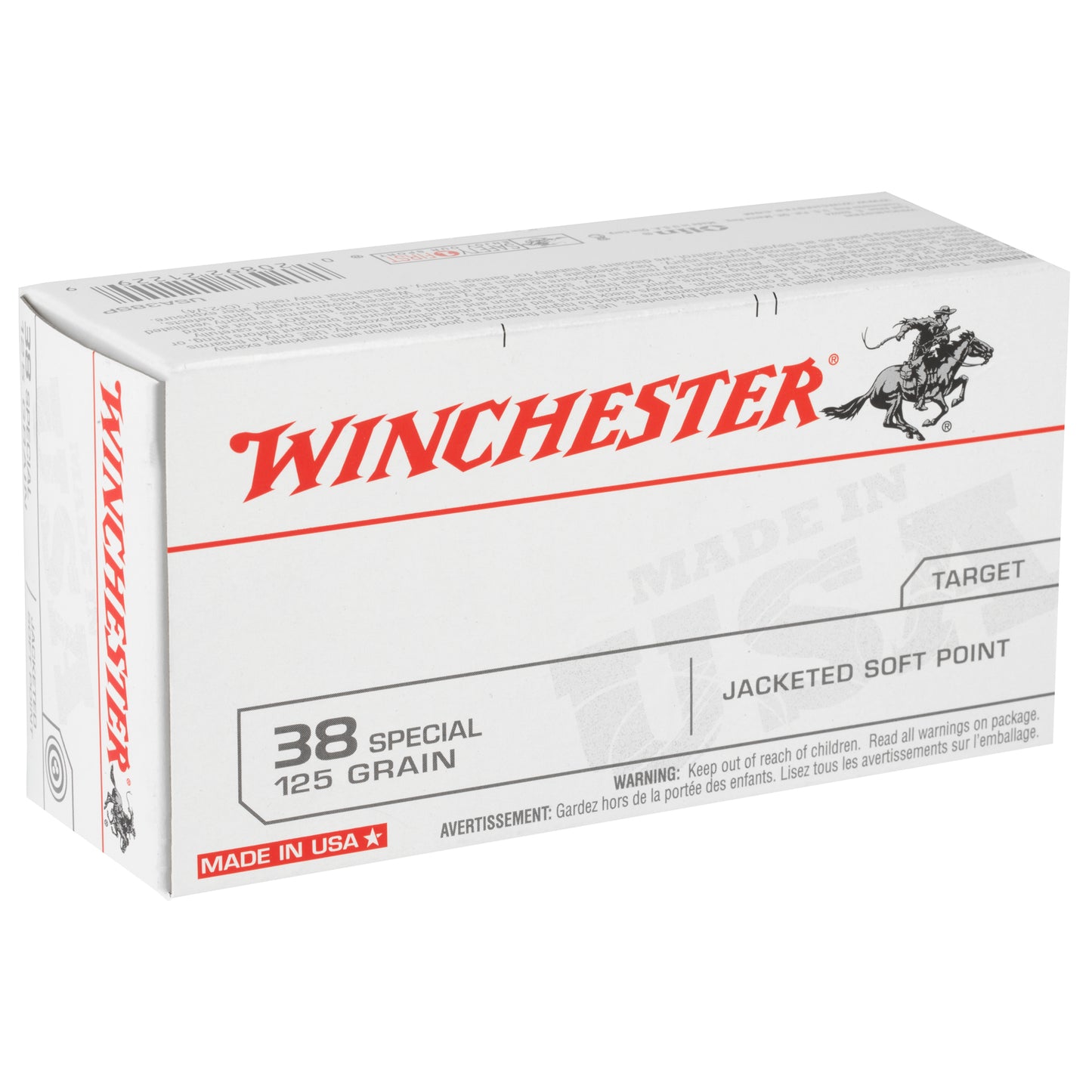 Winchester, USA, 38 Special, 125 Grain, Jacketed Soft Point, 50 Round Box