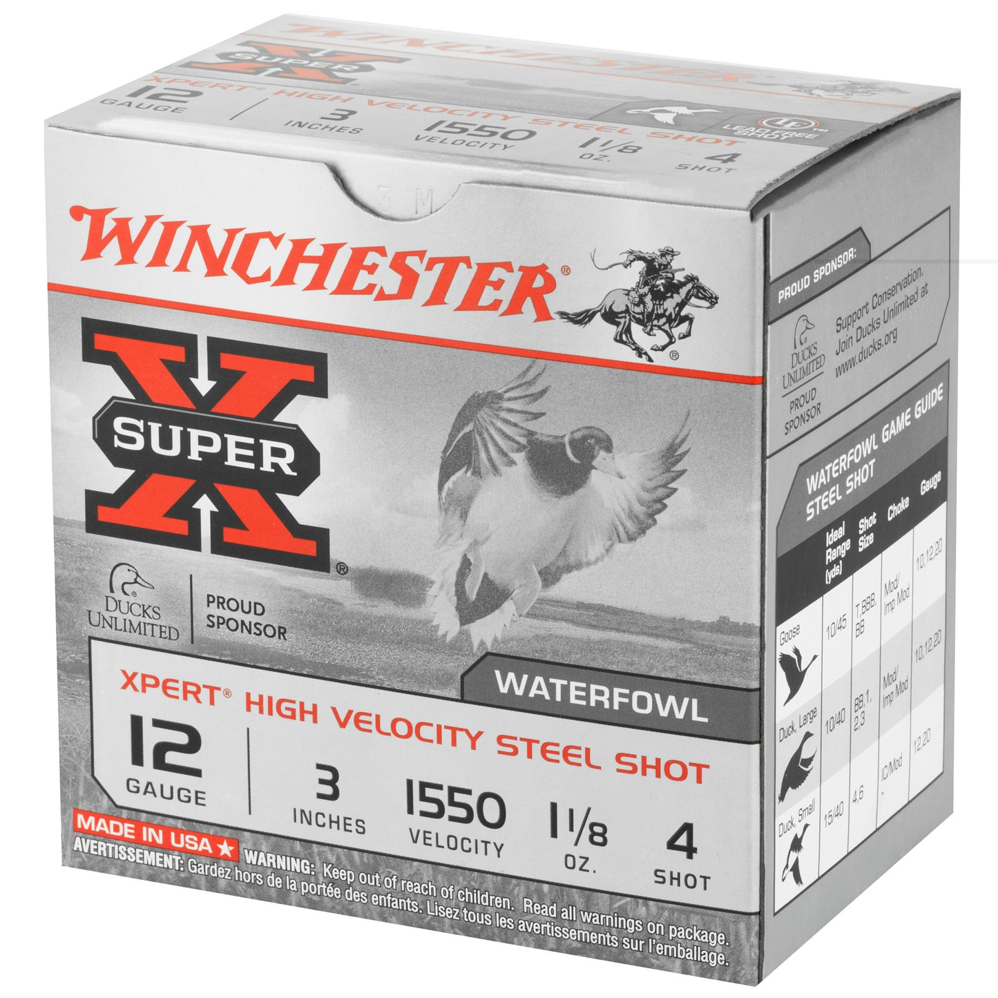 Winchester Ammunition, Xpert HI-Velocity Steel, 12 Gauge, 3", #4, 1 1/8 oz., 25 Round Box