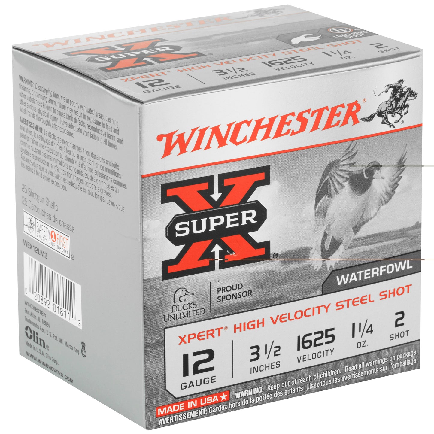 Winchester Ammunition, Xpert HI-Velocity, Steel, 12 Gauge, 3.5", #2, 1 1/4 oz., Steel Shot, Lead Free, 25 Round Box