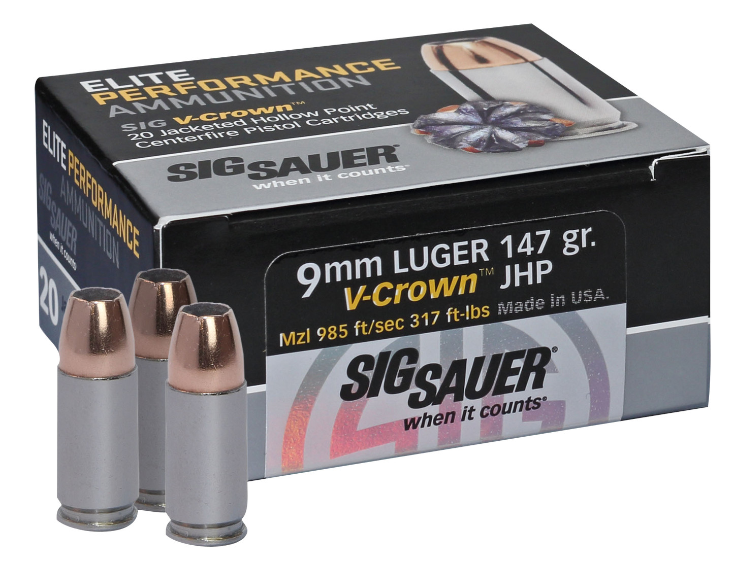 Sig Sauer Elite Defense, Sig E9mma3-20      Elite Vcrwn 9mm  147 Jhp  20/10