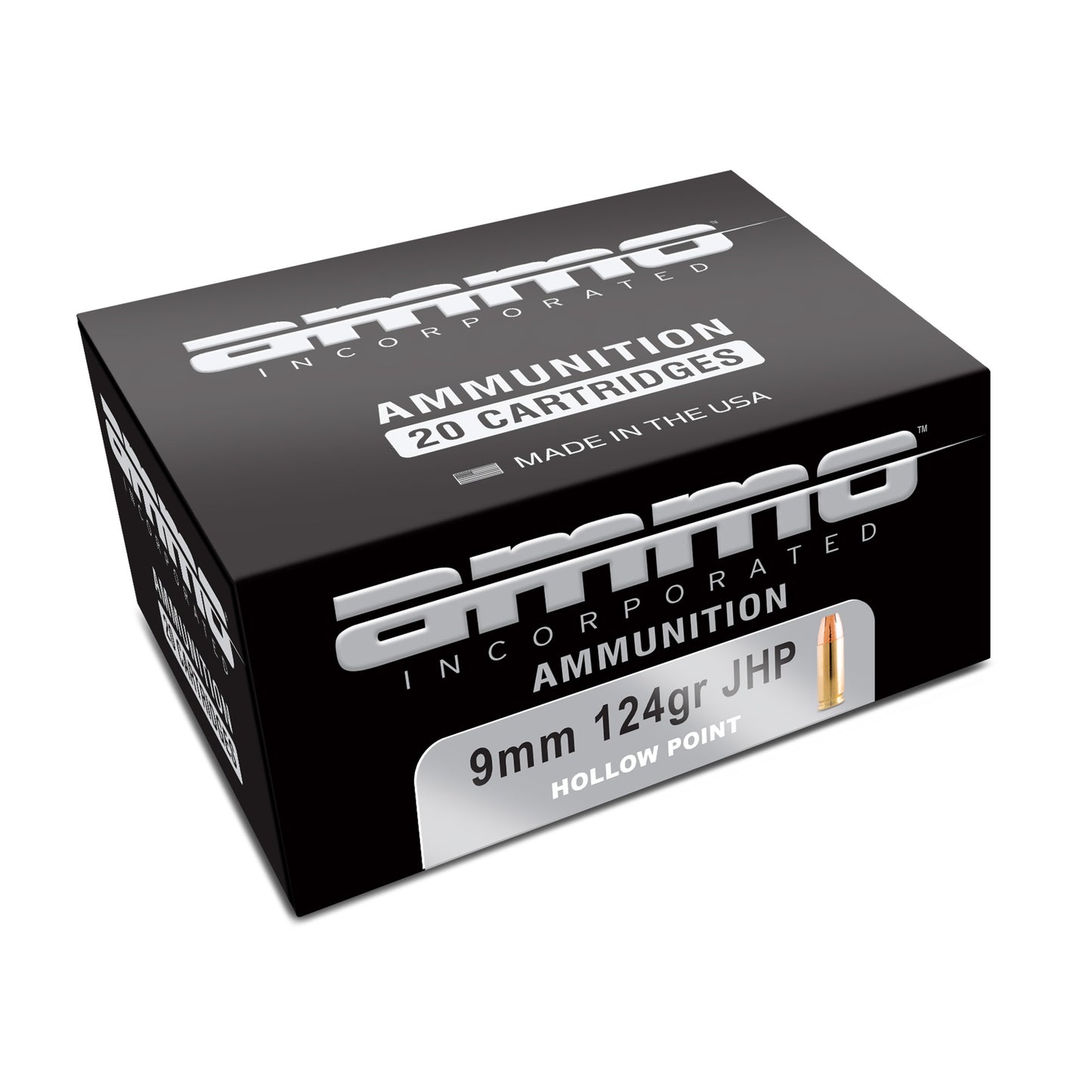 Ammo Inc, Signature, 9MM, 124 Grain, Jacketed Hollow Point, 20 Round Box