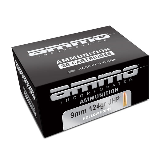 Ammo Inc, Signature, 9MM, 124 Grain, Jacketed Hollow Point, 20 Round Box