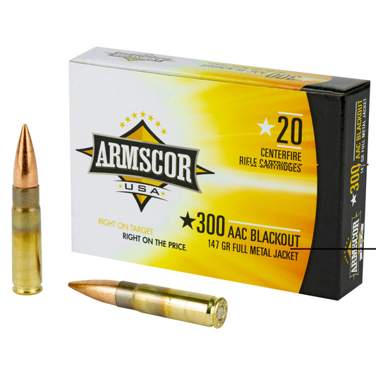 Armscor, .300 AAC Blackout, 147 Grain, Full Metal Jacket, 20 Round Box