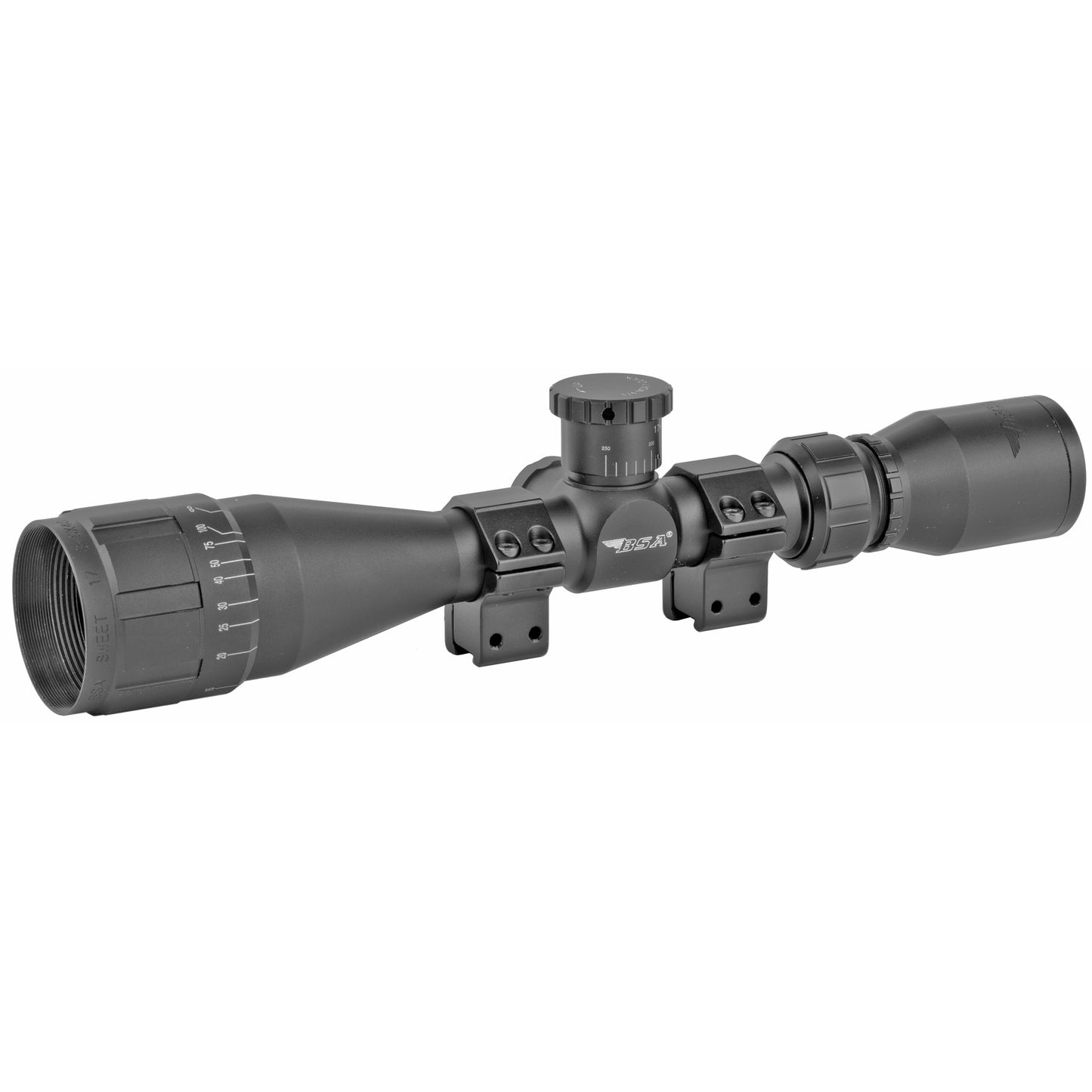 BSA Optics, Sweet 17, Rimfire Scope, 3-9X40, 1" Maintube, 30/30 Duplex Reticle, Black Color, Designed for 17 HMR