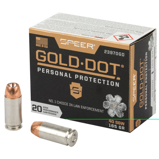 Speer, Gold Dot, Personal Protection, .40 S&W, 165 Grain, Hollow Point, 20 Round Box