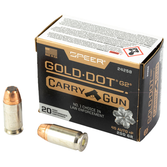 Speer, Gold Dot, .45 ACP, 200 Grain, Gold Dot Hollow Point, 20 Round Box