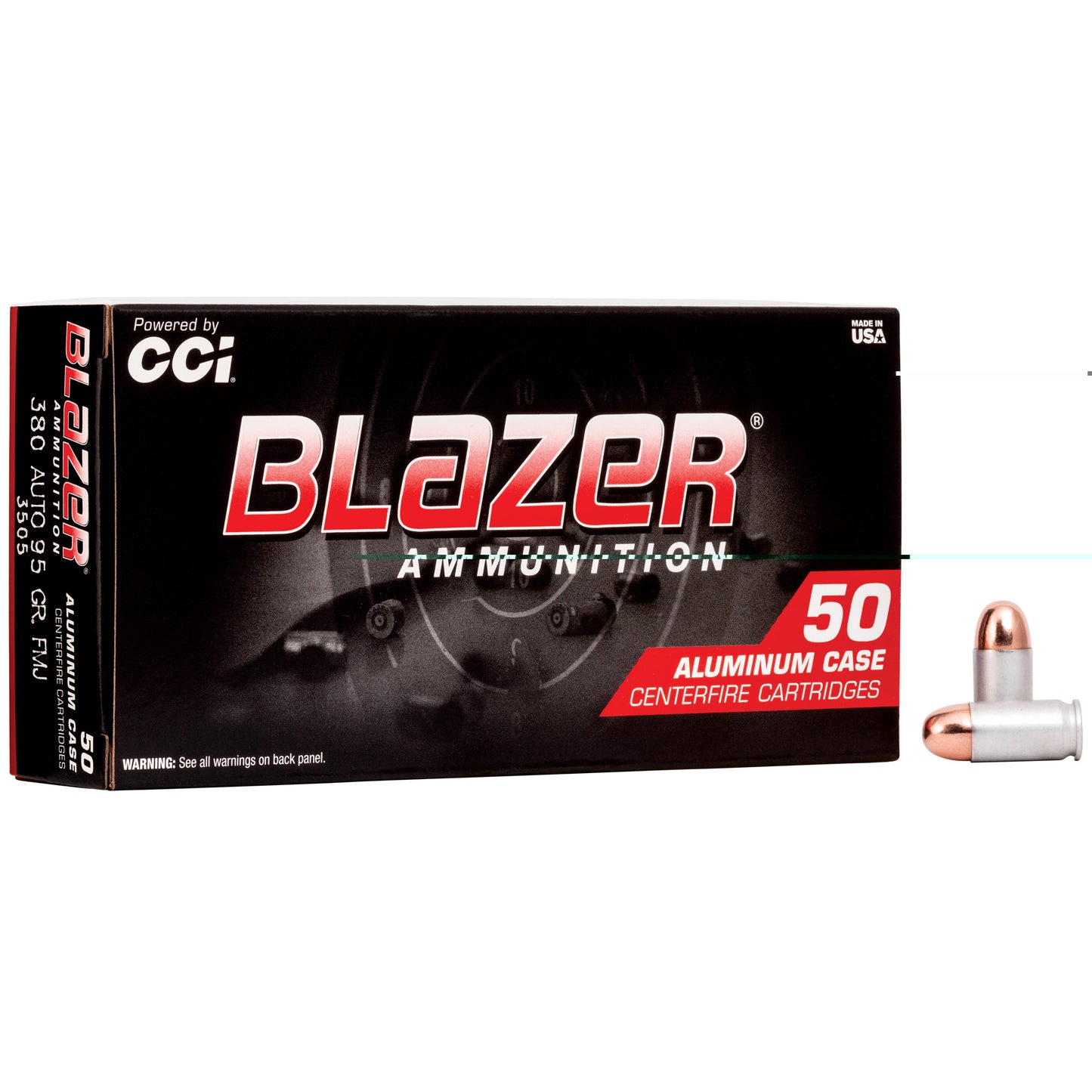 Blazer, .380 ACP, 95 Grain, Full Metal Jacket, 50 Round Box